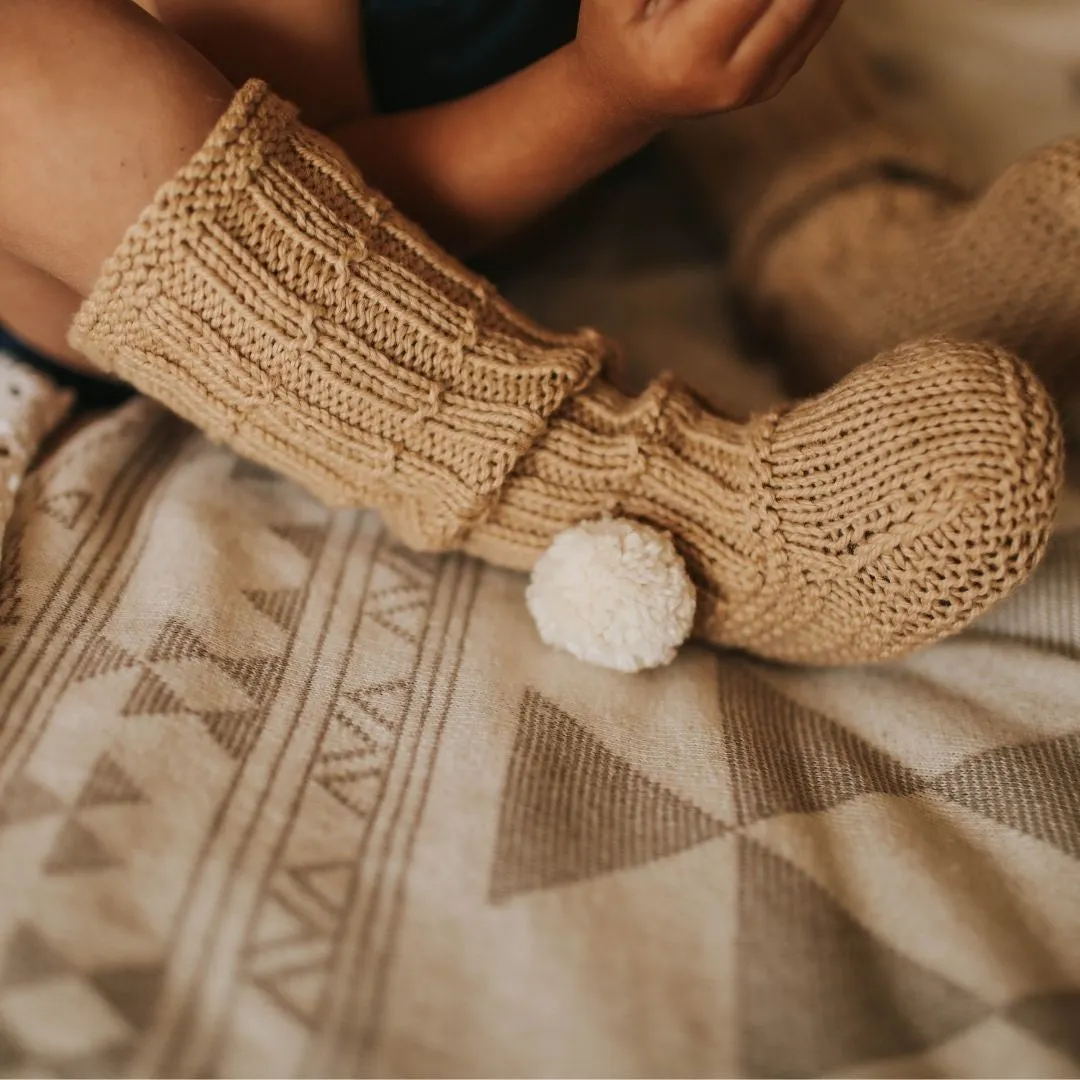 Pom-Pom Knit Bed Socks