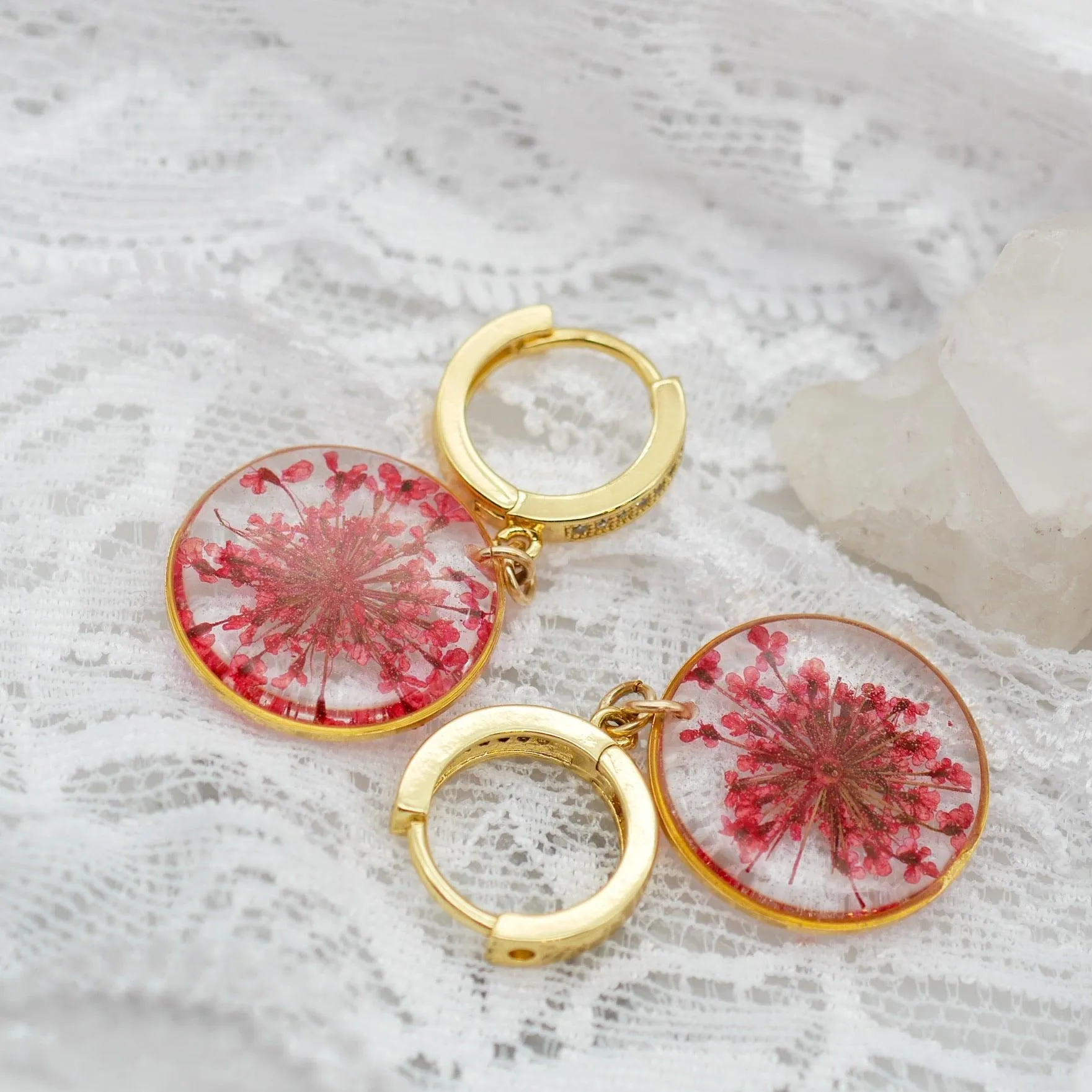 Pressed Flower CZ Huggies