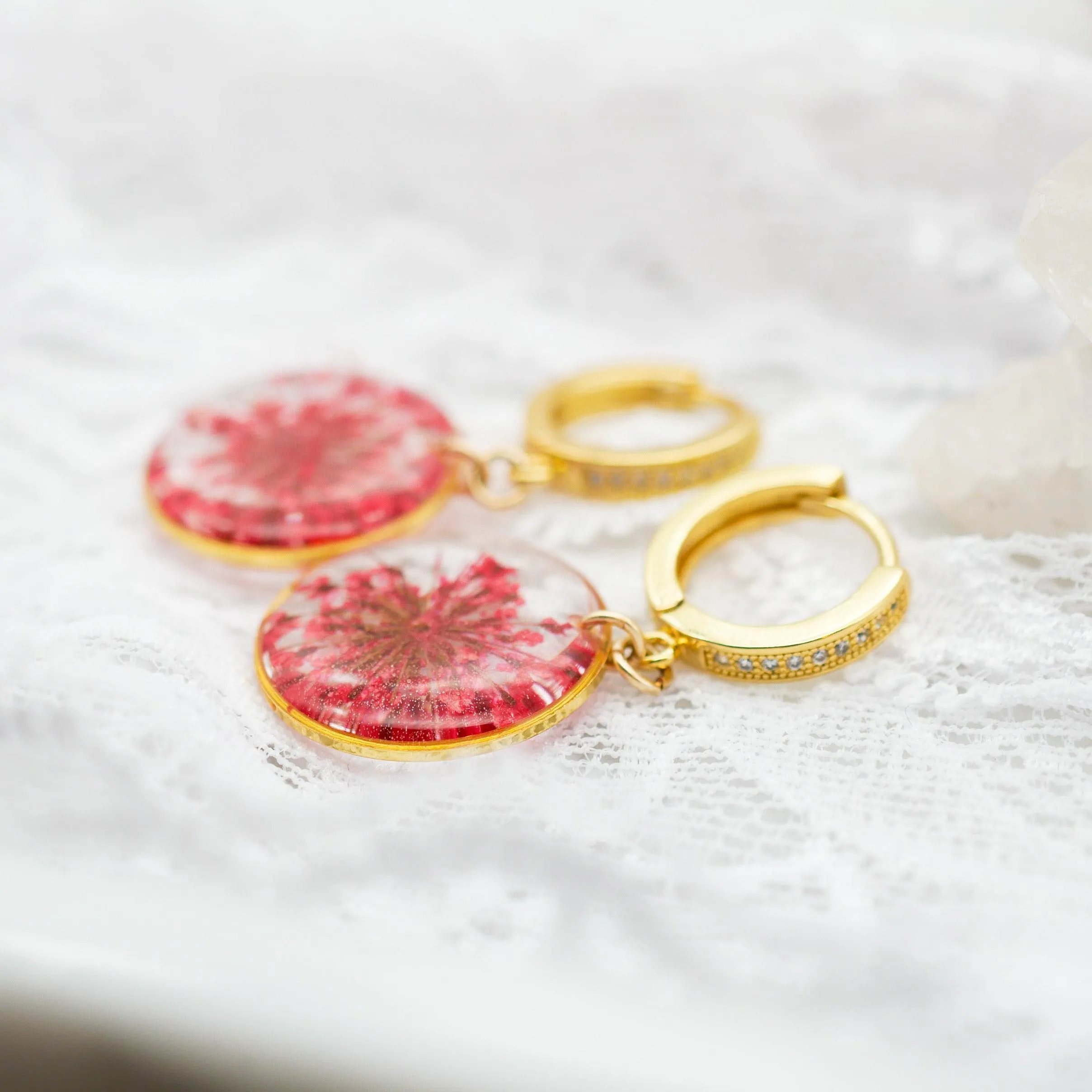 Pressed Flower CZ Huggies