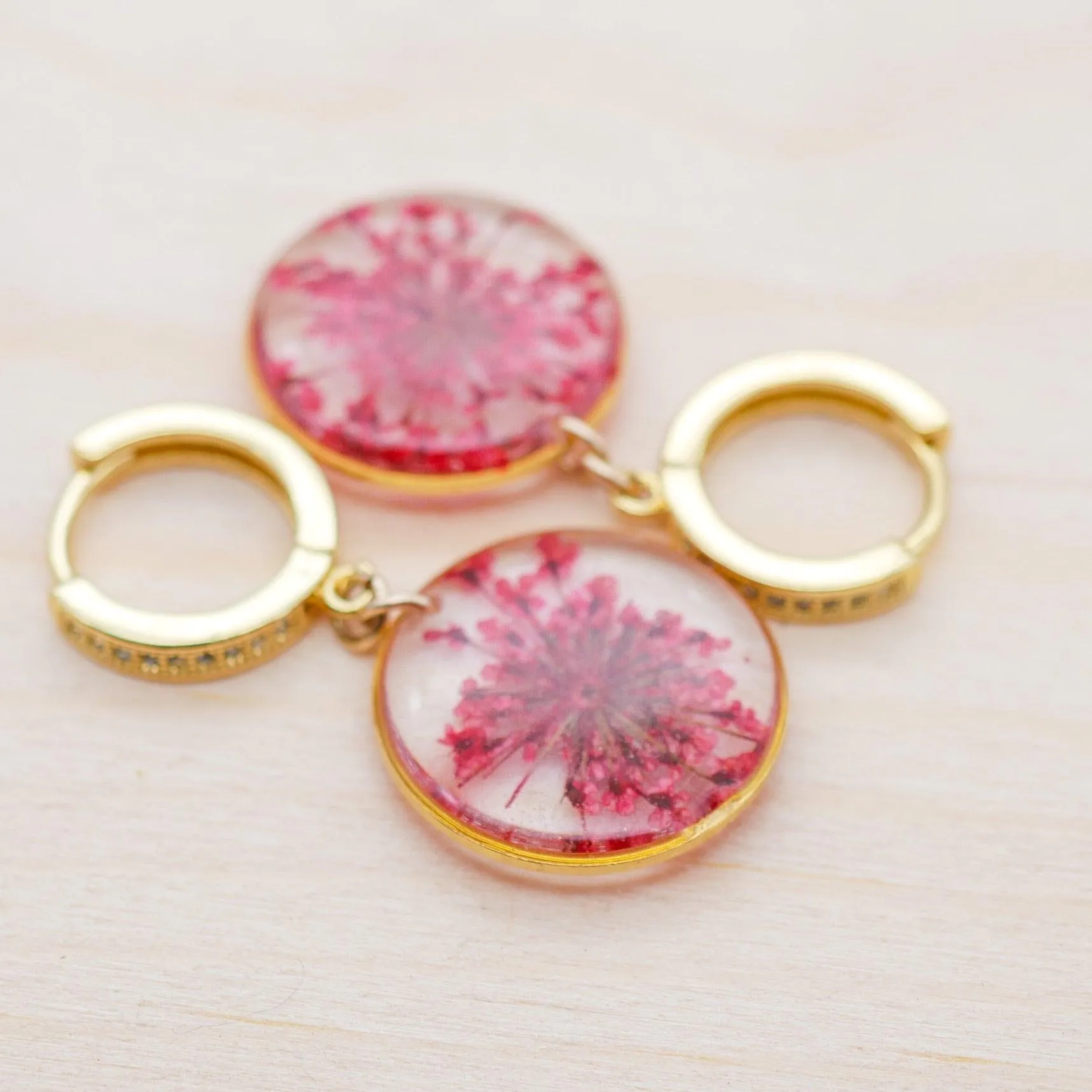 Pressed Flower CZ Huggies