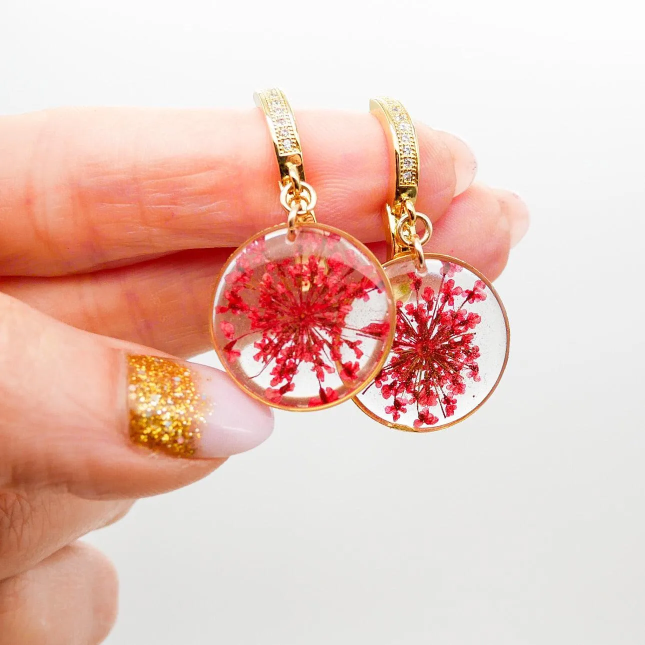 Pressed Flower CZ Huggies