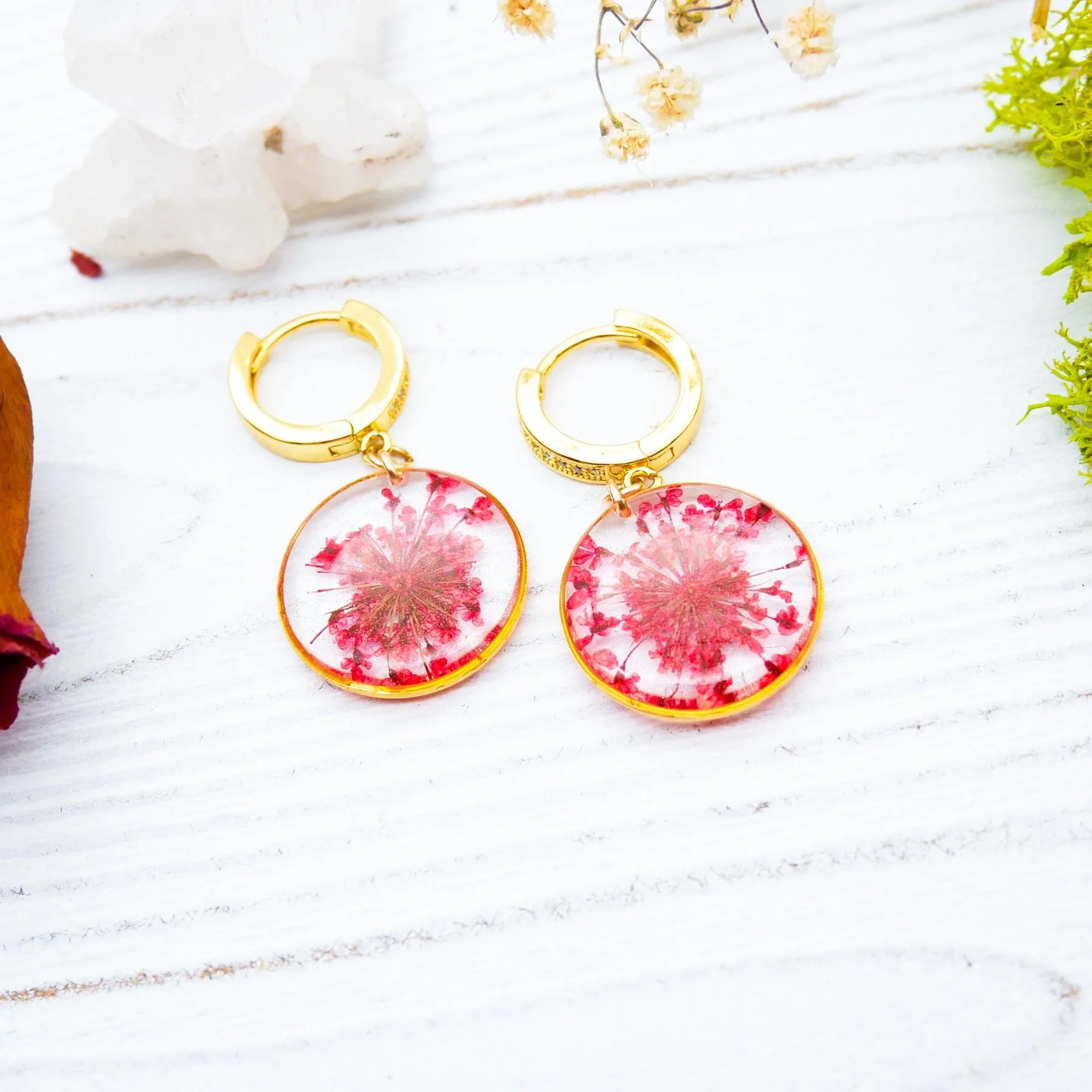 Pressed Flower CZ Huggies