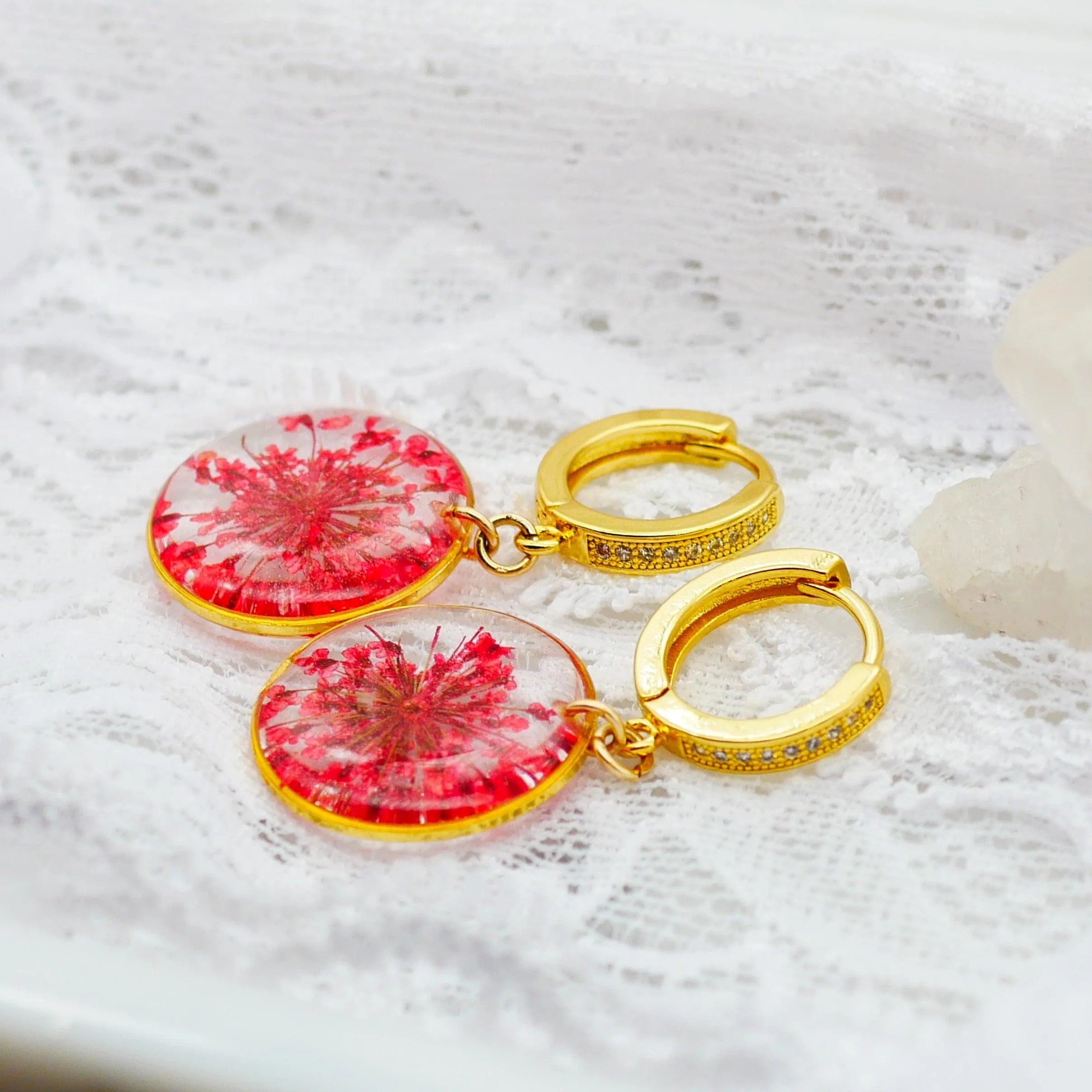 Pressed Flower CZ Huggies