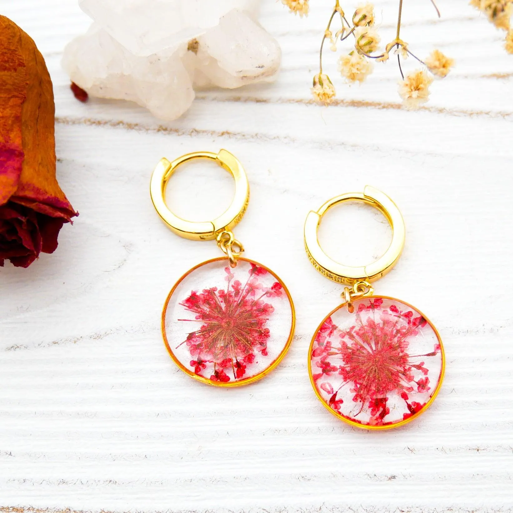 Pressed Flower CZ Huggies