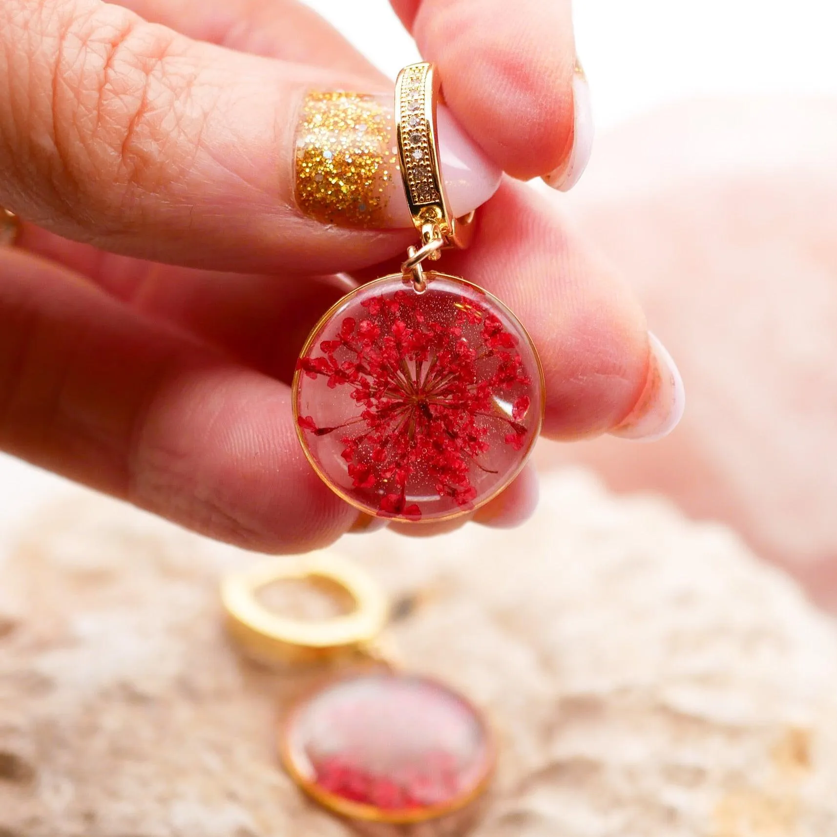 Pressed Flower CZ Huggies