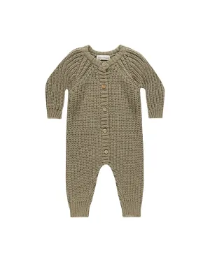 QUINCY MAE Organic Chunky Knit Jumpsuit || Olive