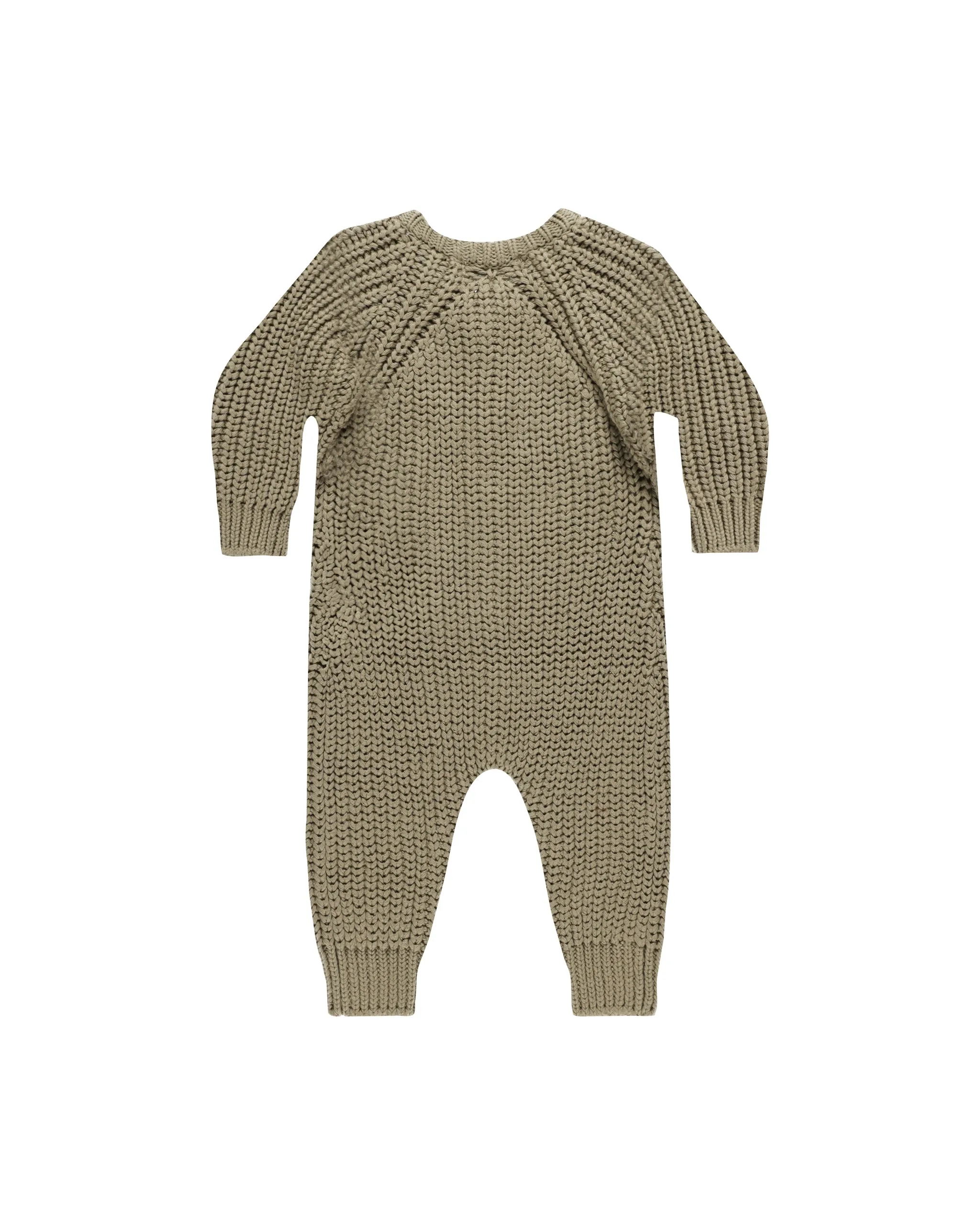 QUINCY MAE Organic Chunky Knit Jumpsuit || Olive