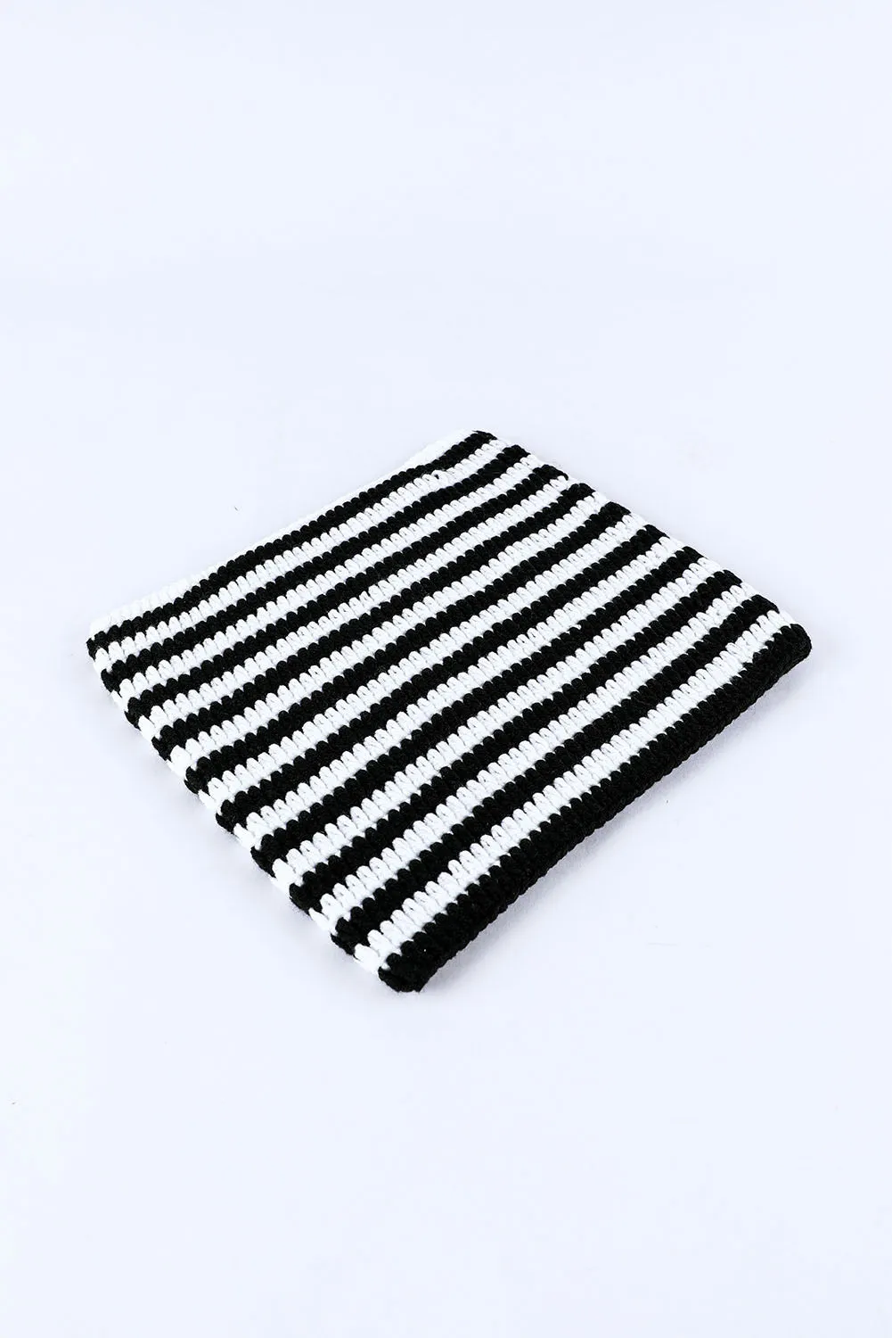 Red Cute Striped Cat-Ear Knit Beanie Hat