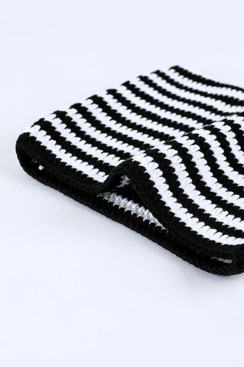 Red Cute Striped Cat-Ear Knit Beanie Hat