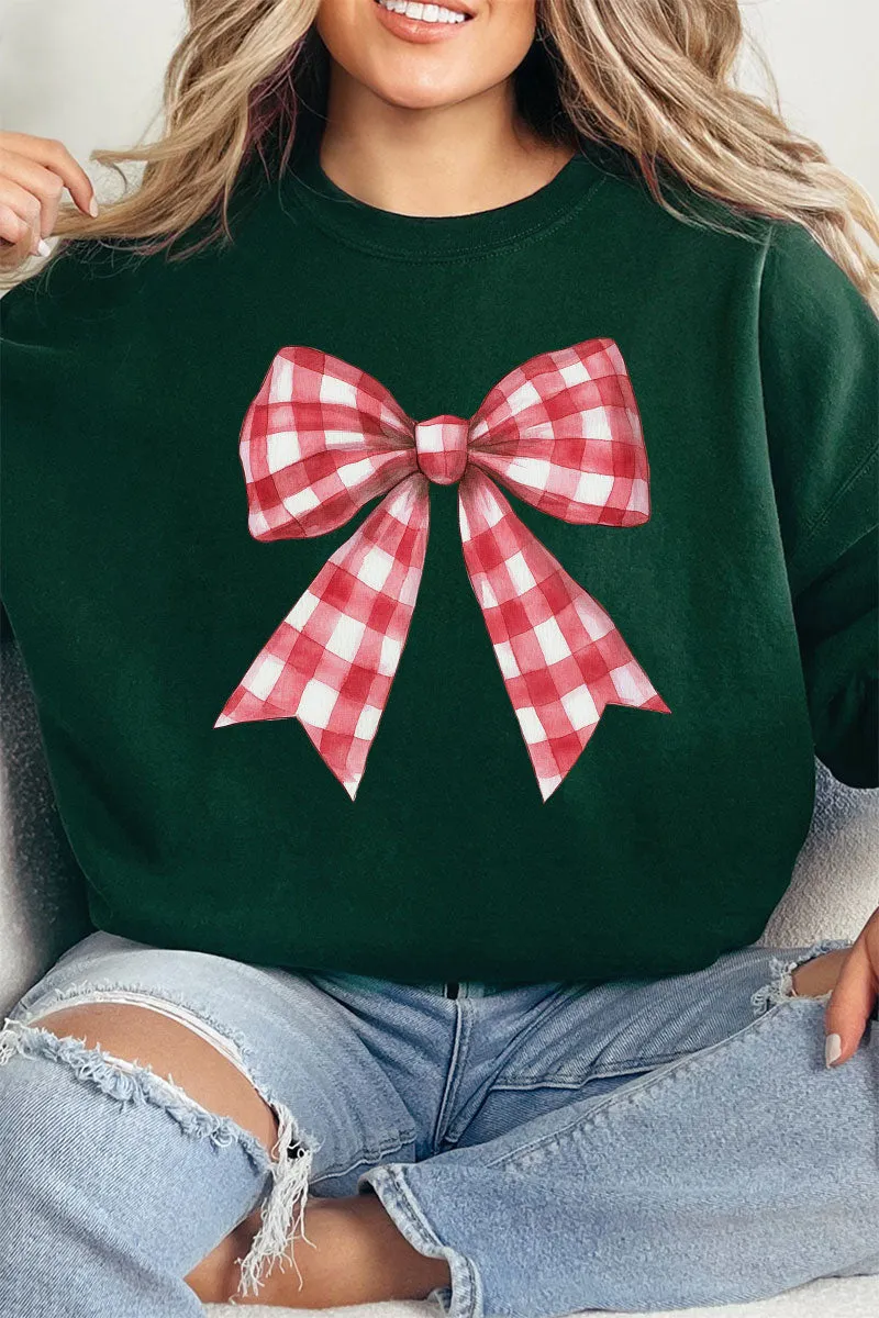 Red Gingham Bow Unisex NuBlend Crew Sweatshirt
