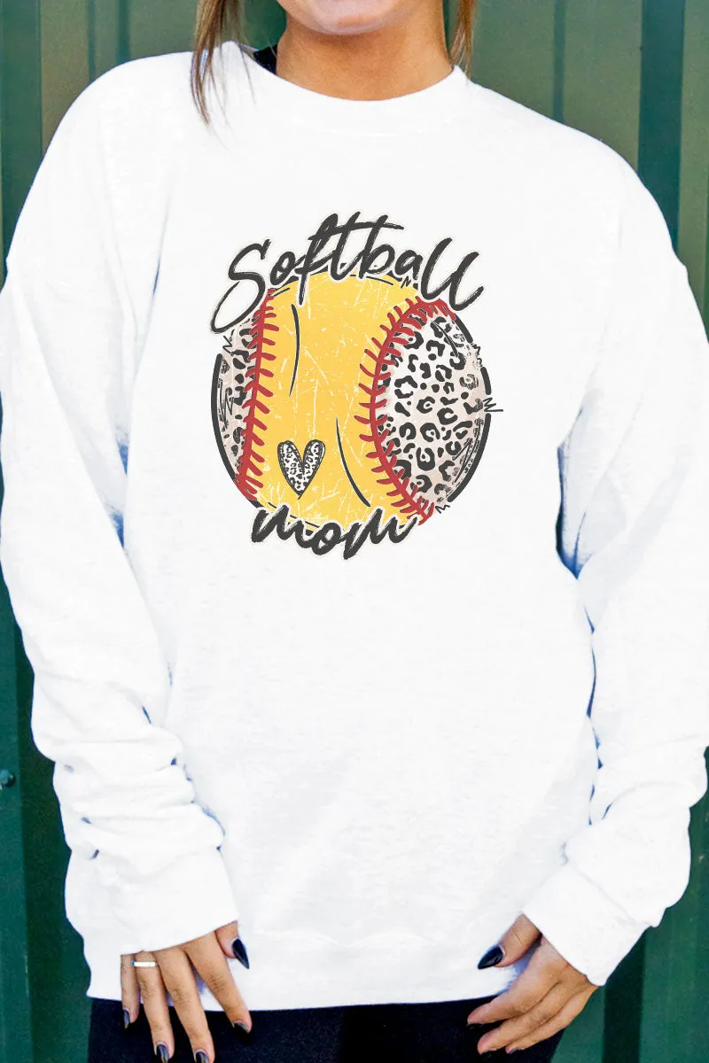 Script Leopard Softball Mama Ecosmart Crewneck Sweatshirt