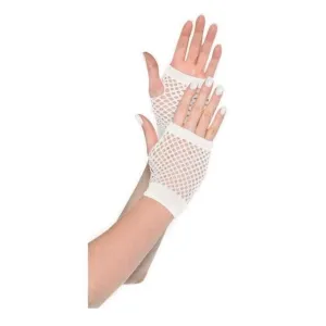 Short Fishnet Gloves White