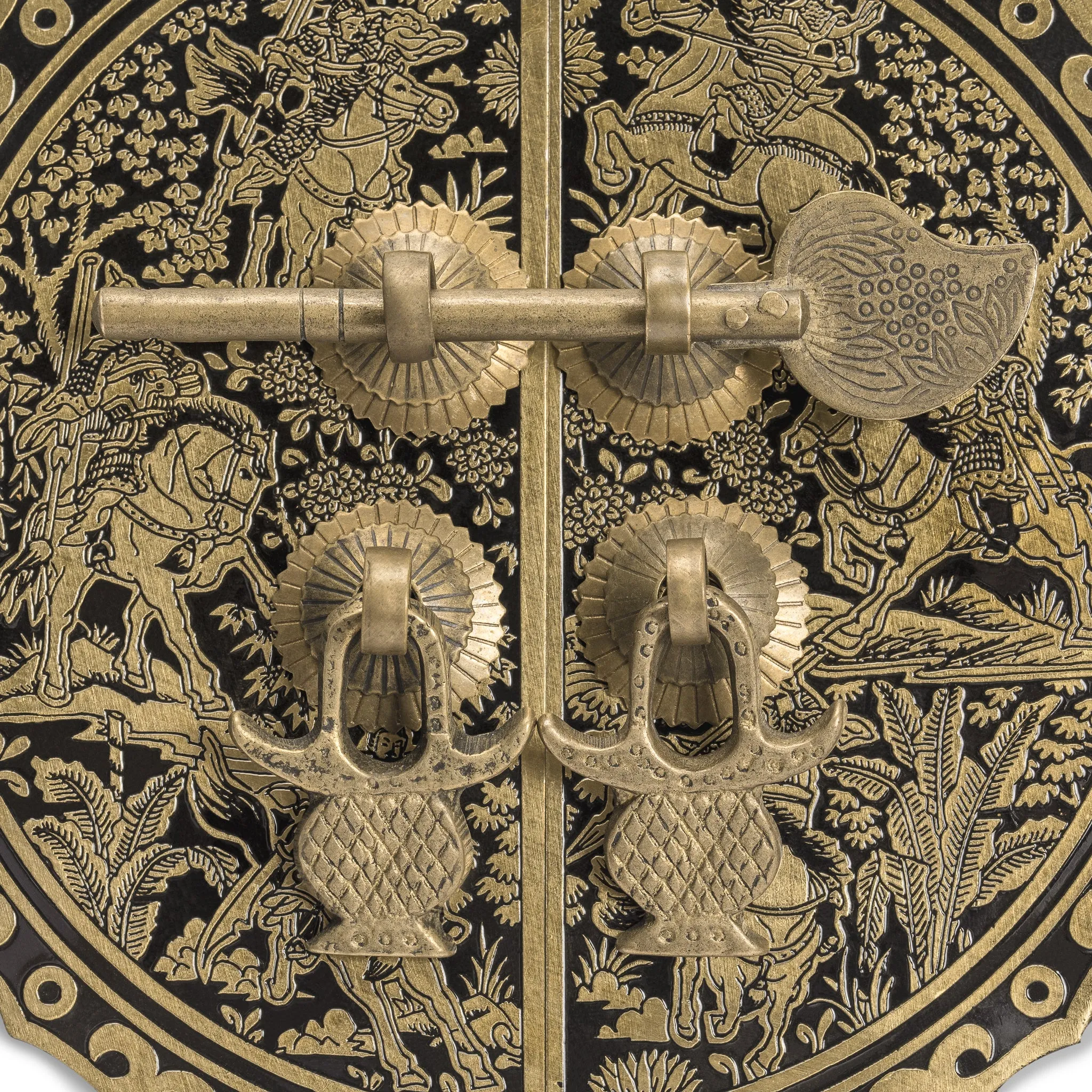 Six Horses Brass Cabinet Face Plate Set - 5.5"
