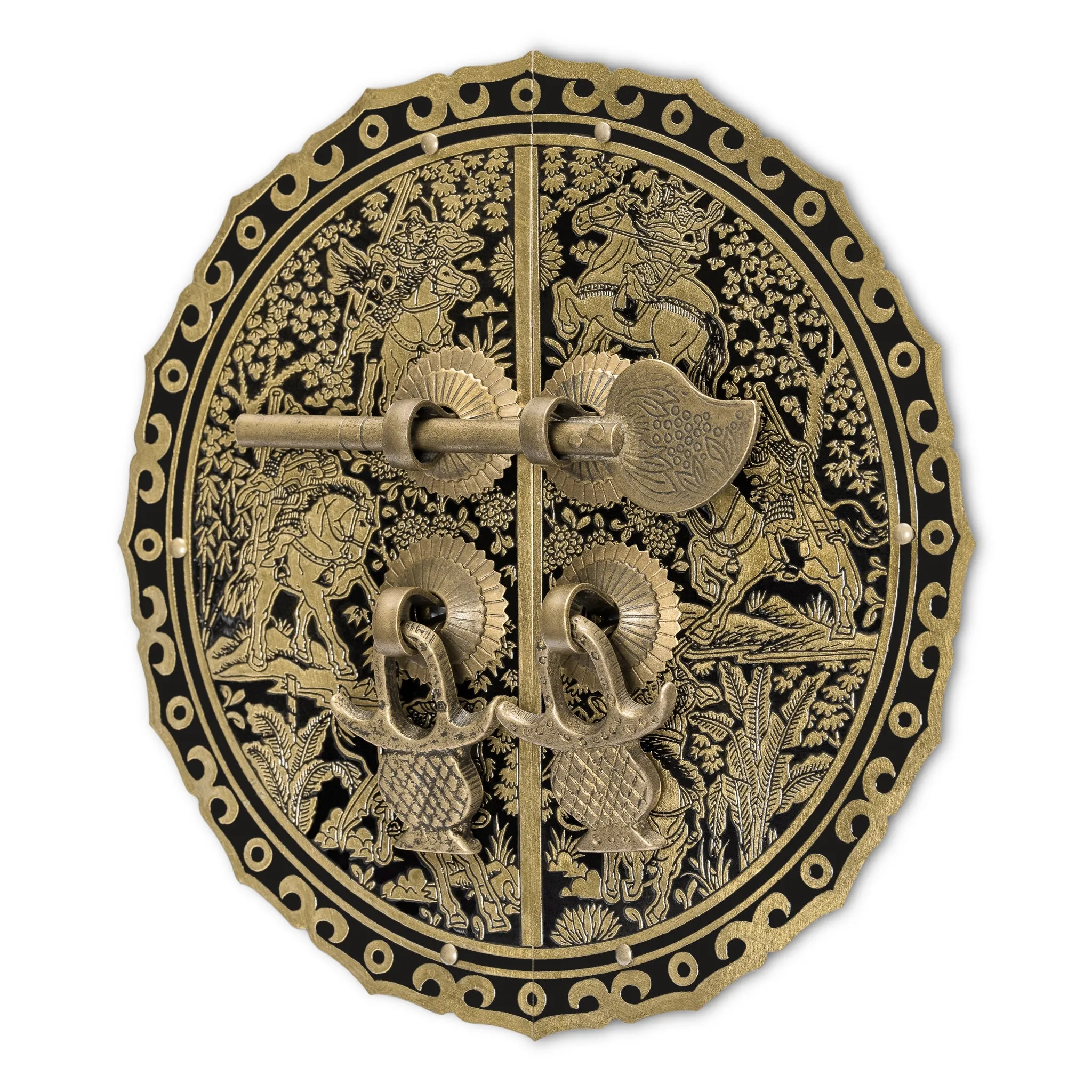Six Horses Brass Cabinet Face Plate Set - 5.5"