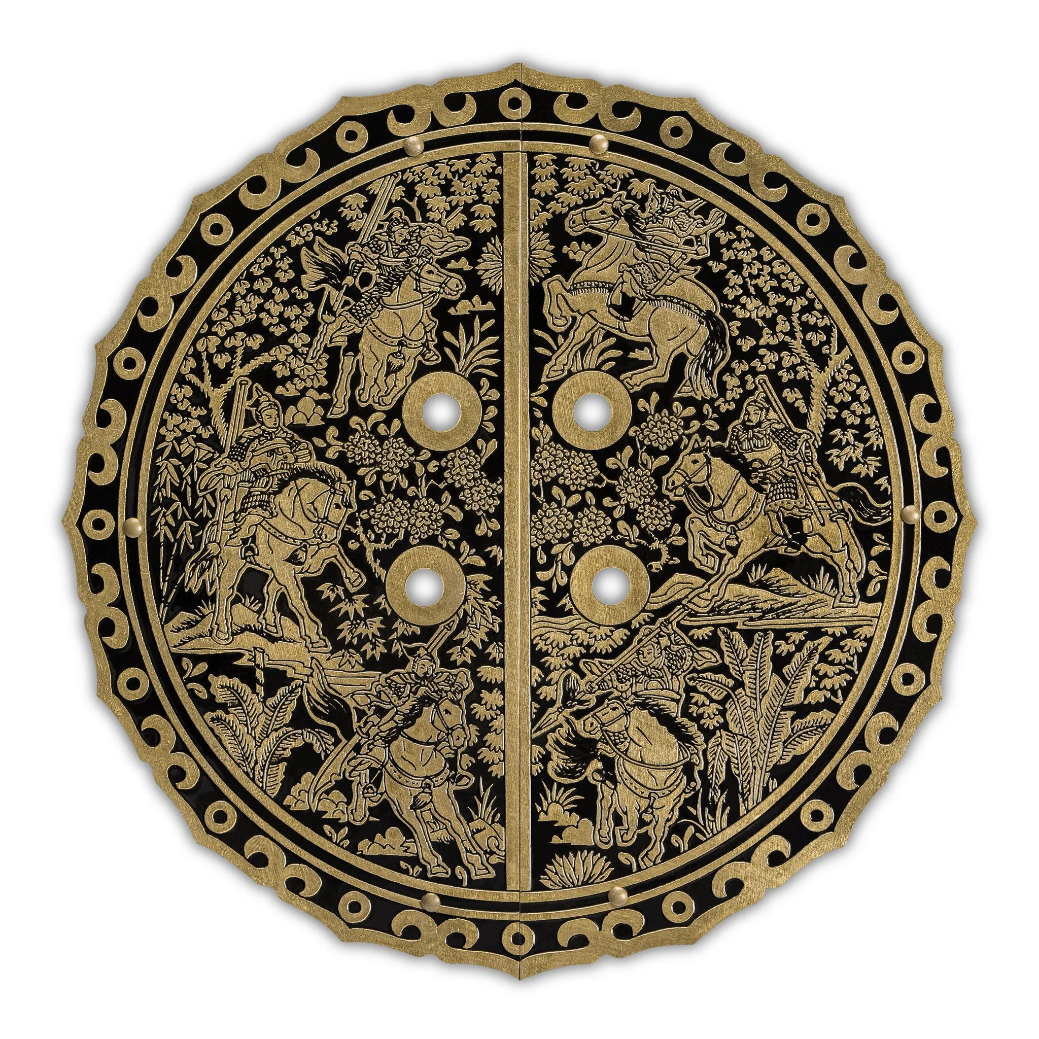Six Horses Brass Cabinet Face Plate Set - 5.5"