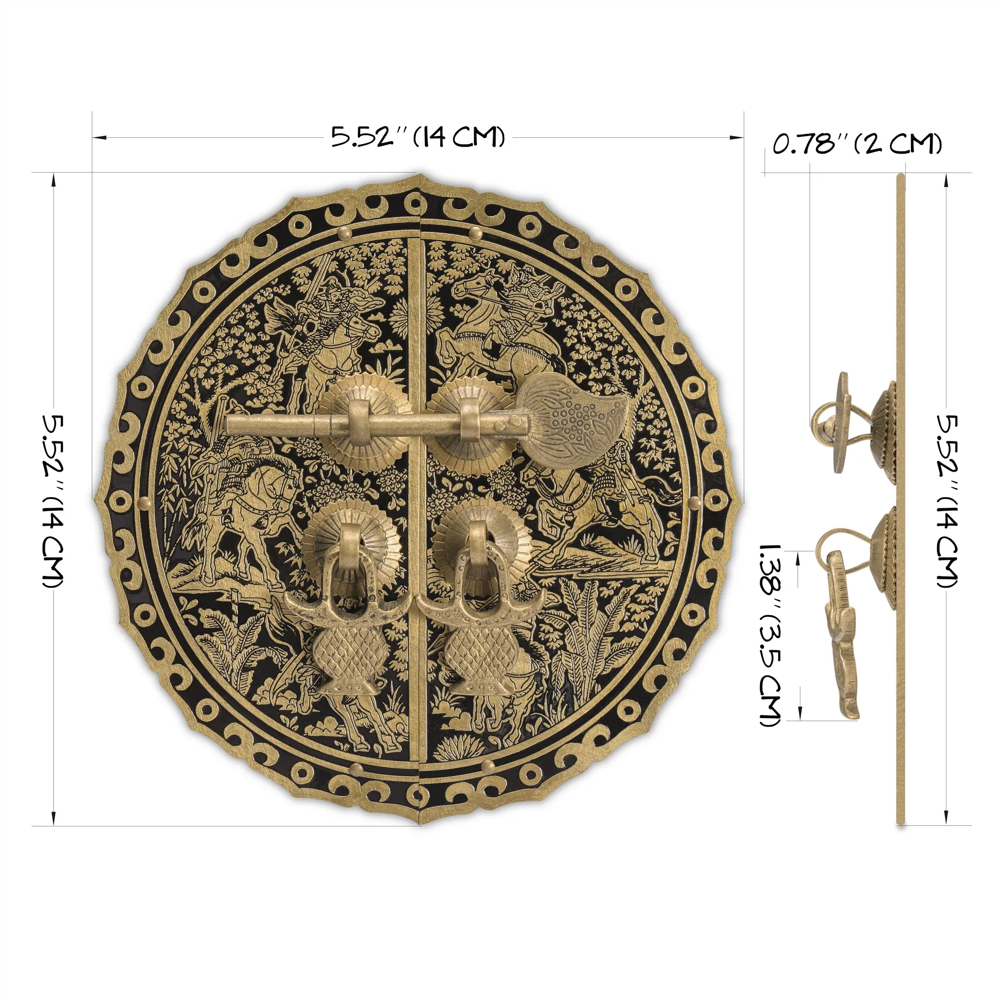 Six Horses Brass Cabinet Face Plate Set - 5.5"