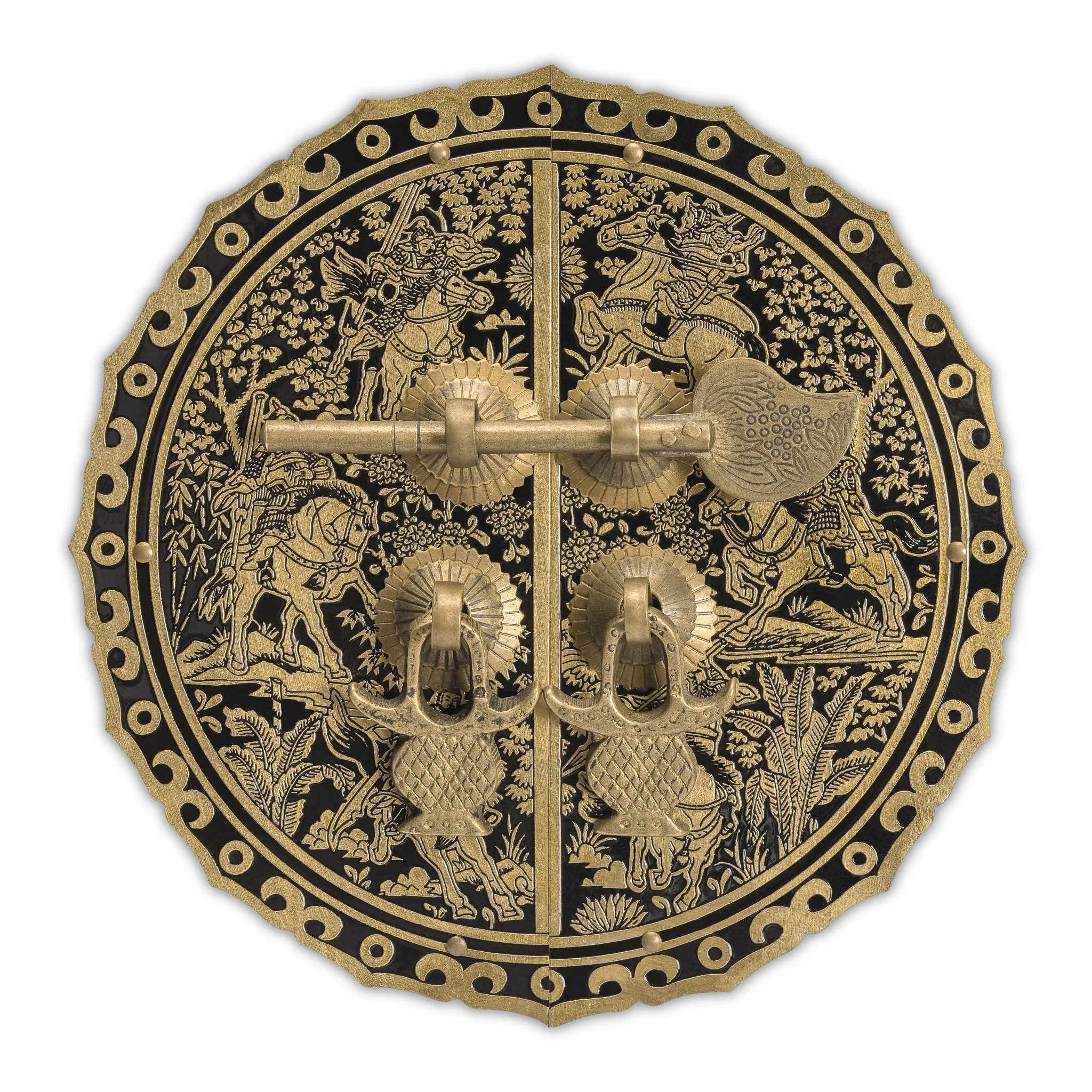 Six Horses Brass Cabinet Face Plate Set - 5.5"