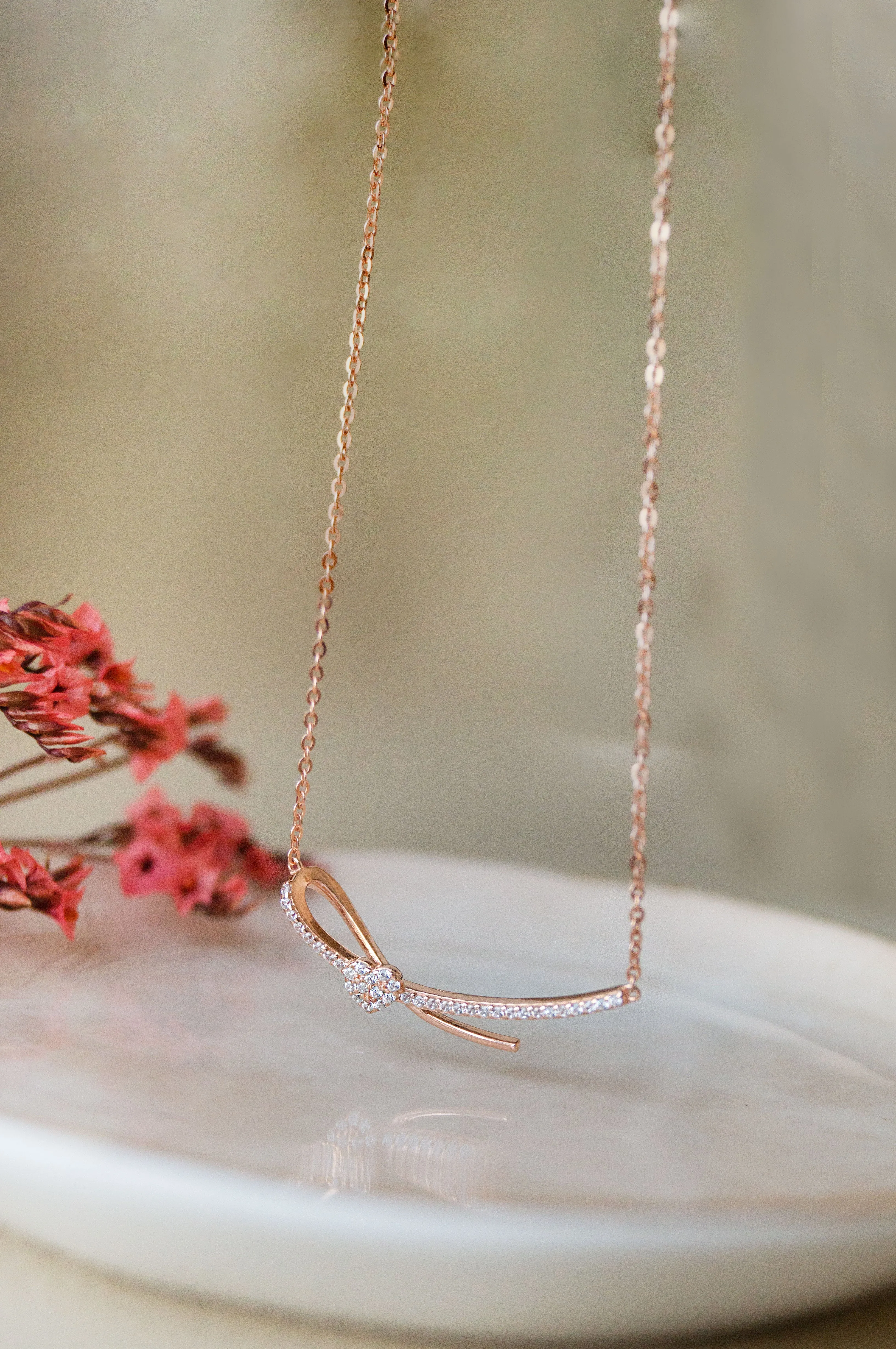 Smile With Your Heart Rose Gold Plated Sterling Silver Chain Necklace