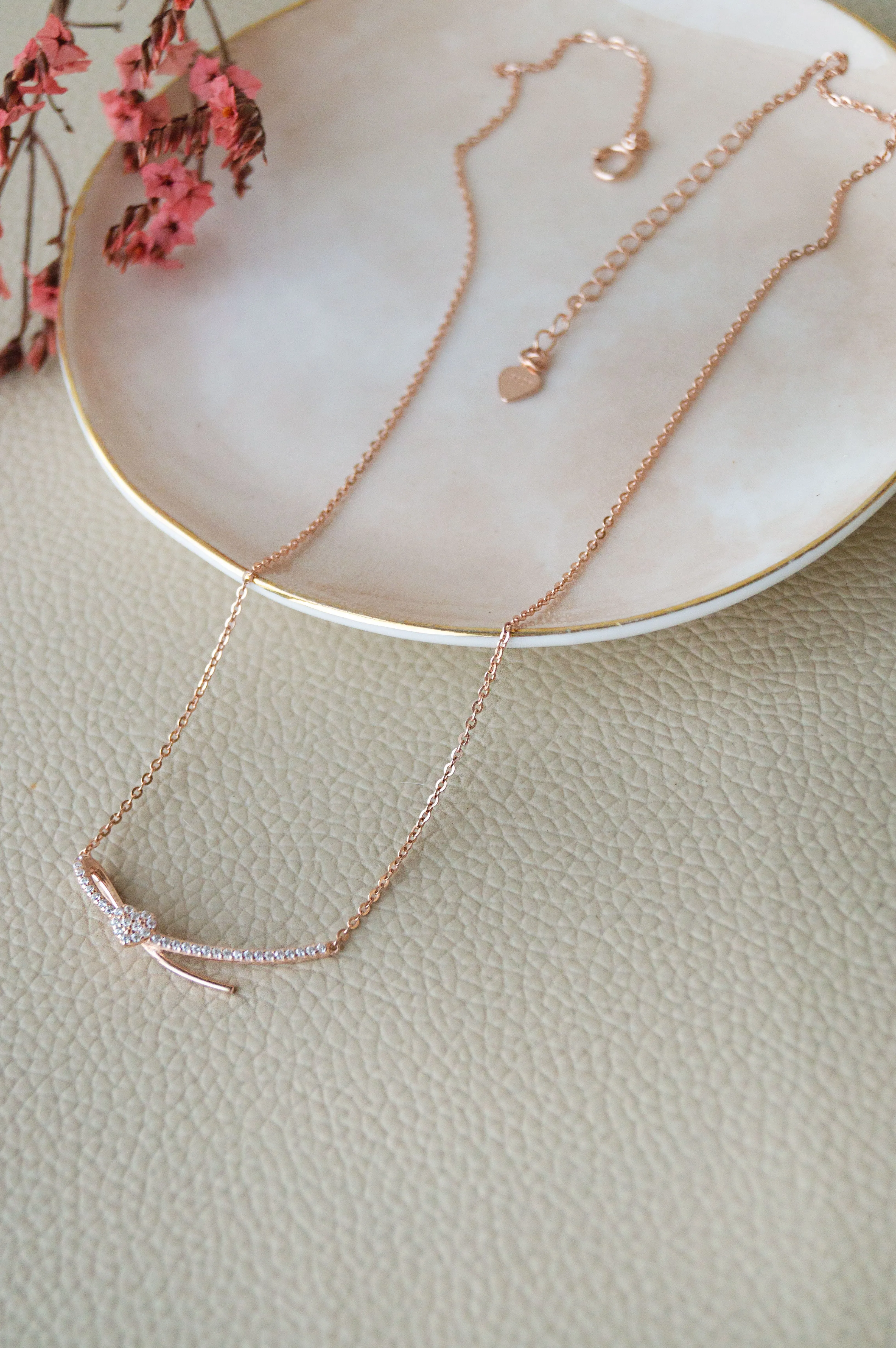 Smile With Your Heart Rose Gold Plated Sterling Silver Chain Necklace