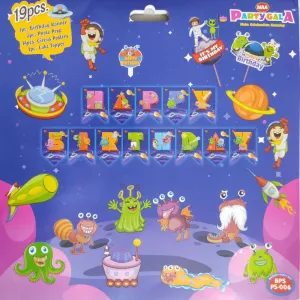 Space Theme Happy Birthday Banner & Decoration for Birthday Party (19 Pieces)