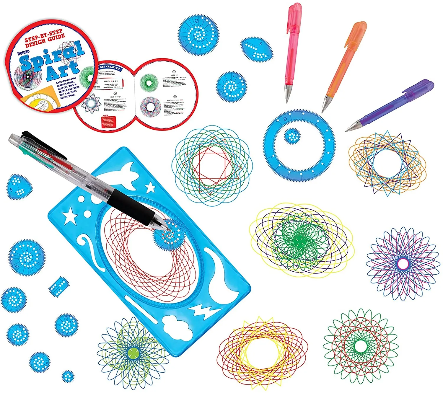 Spin & Spiral Art Station DIY Drawing Crafts 45 Pcs Deluxe Spiral Art Kit with Markers,Suitable for Children Over Age 8-14 Years Birthday and Holidays Gifts