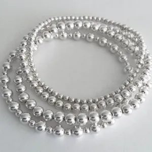 Sterling Silver Beaded Layering Bracelet - 3mm, 4mm, 5mm, 6mm