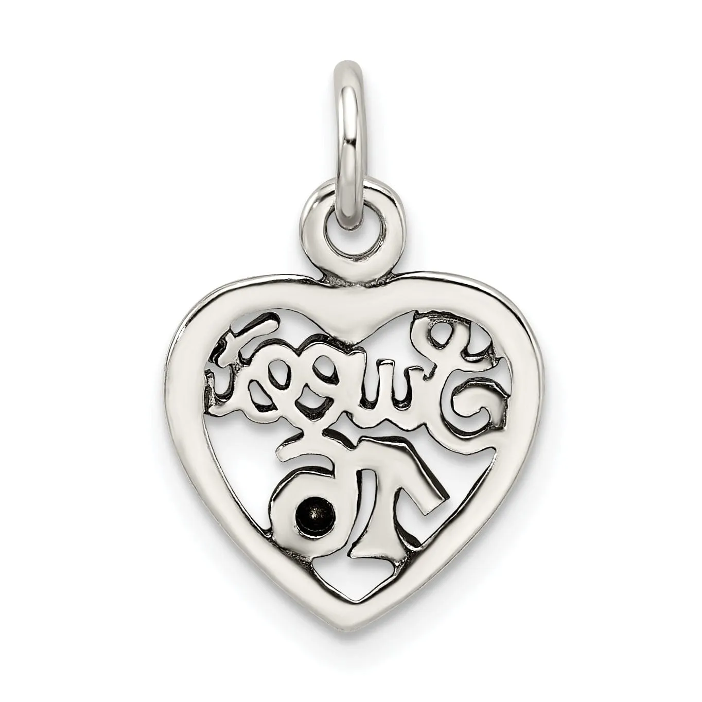 Sterling Silver Pink C.Z Sweet 16 Heart Charm