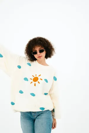 Sun and Clouds Polar Fleece Poncho Sweatshirt