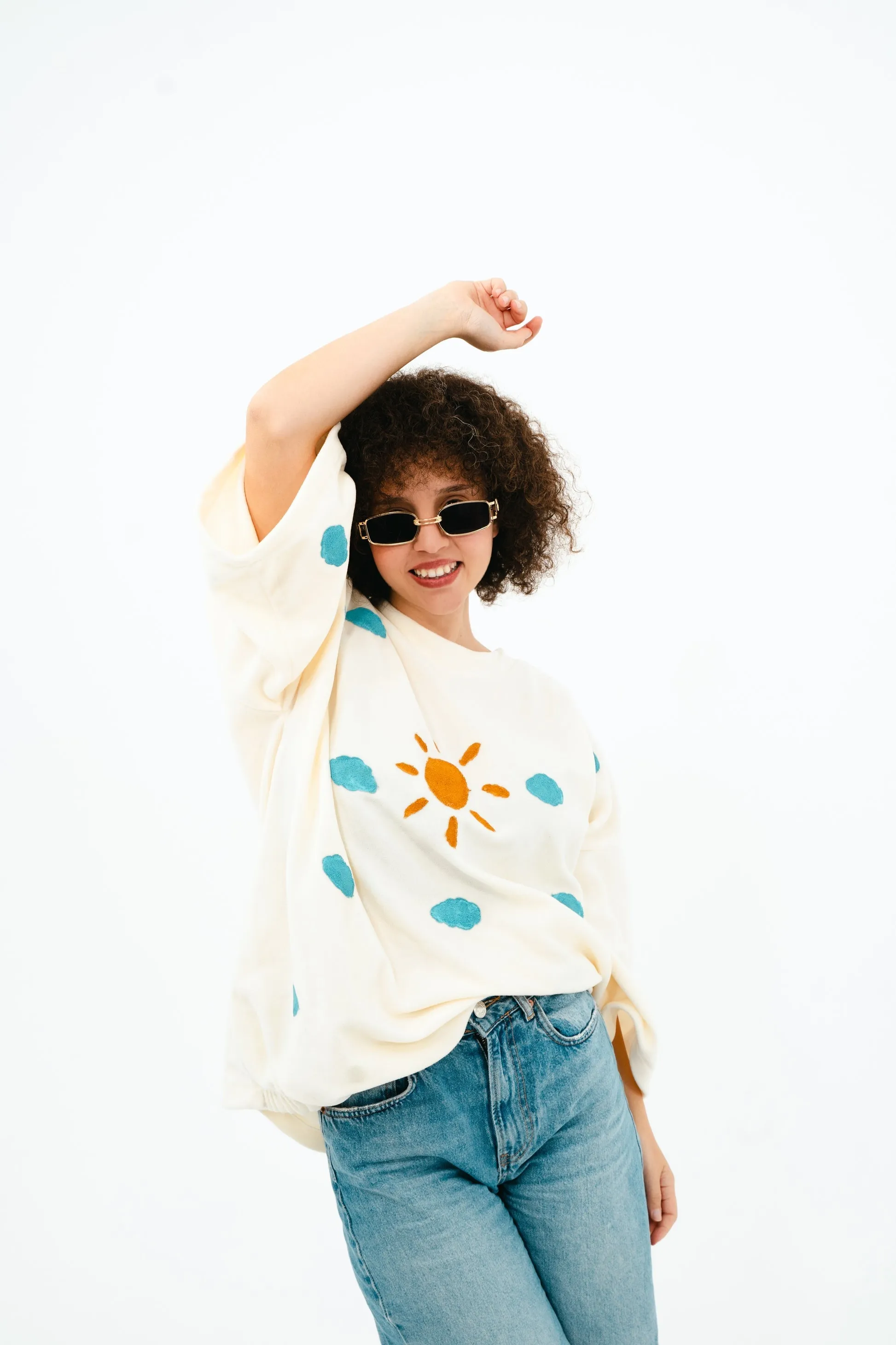 Sun and Clouds Polar Fleece Poncho Sweatshirt