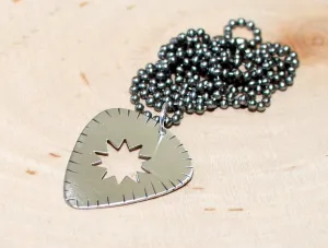 Sunburst guitar pick necklace in sterling silver