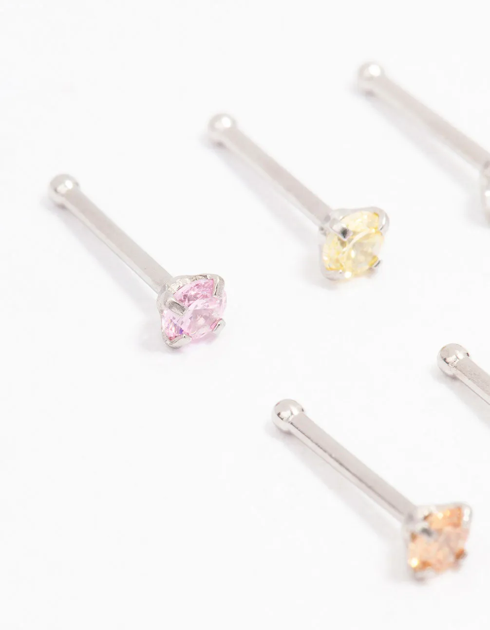 Surgical Steel  Dainty Diamante Nose Hook 6-Pack