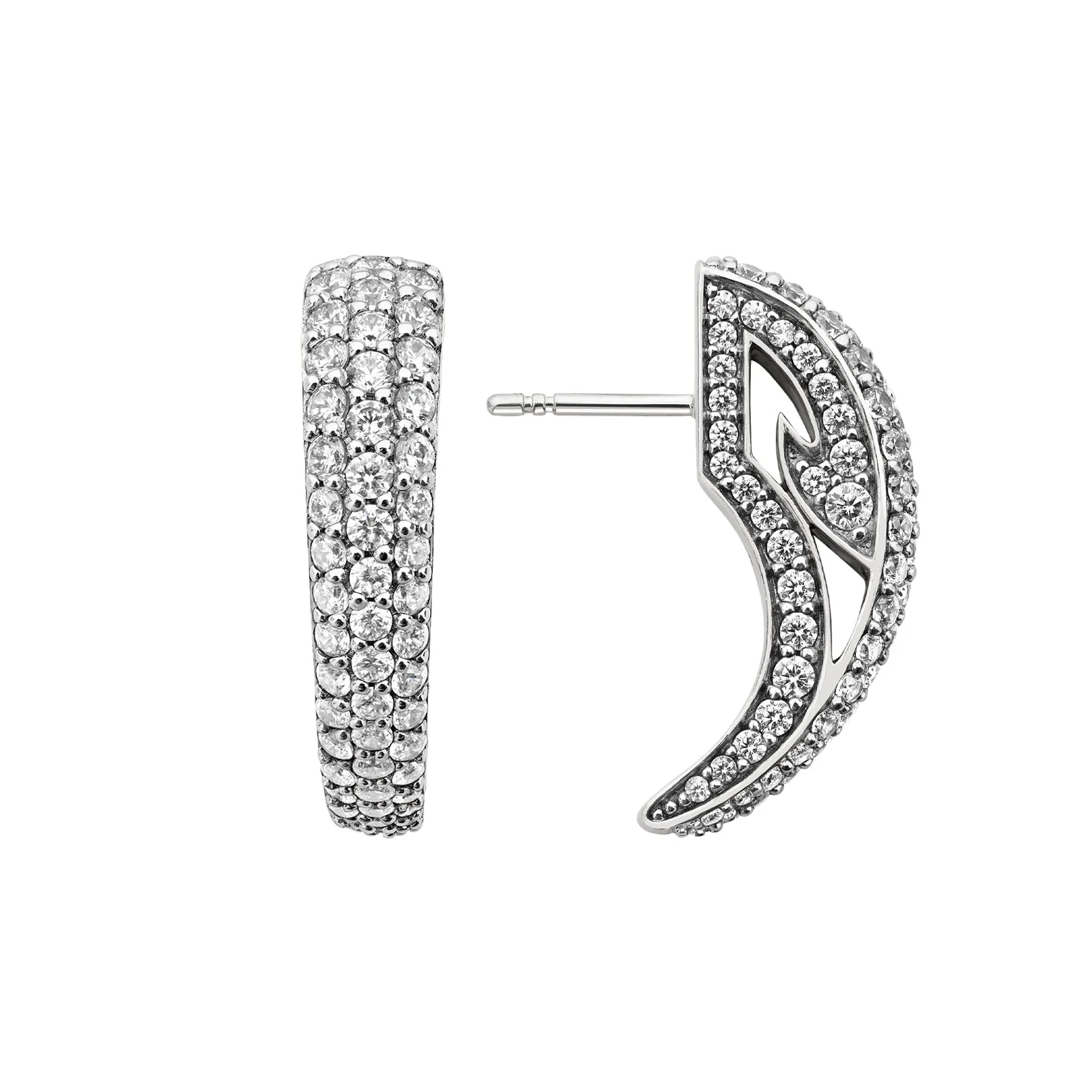 Talon Pavé Earring - Sterling Silver   CZ Blanc