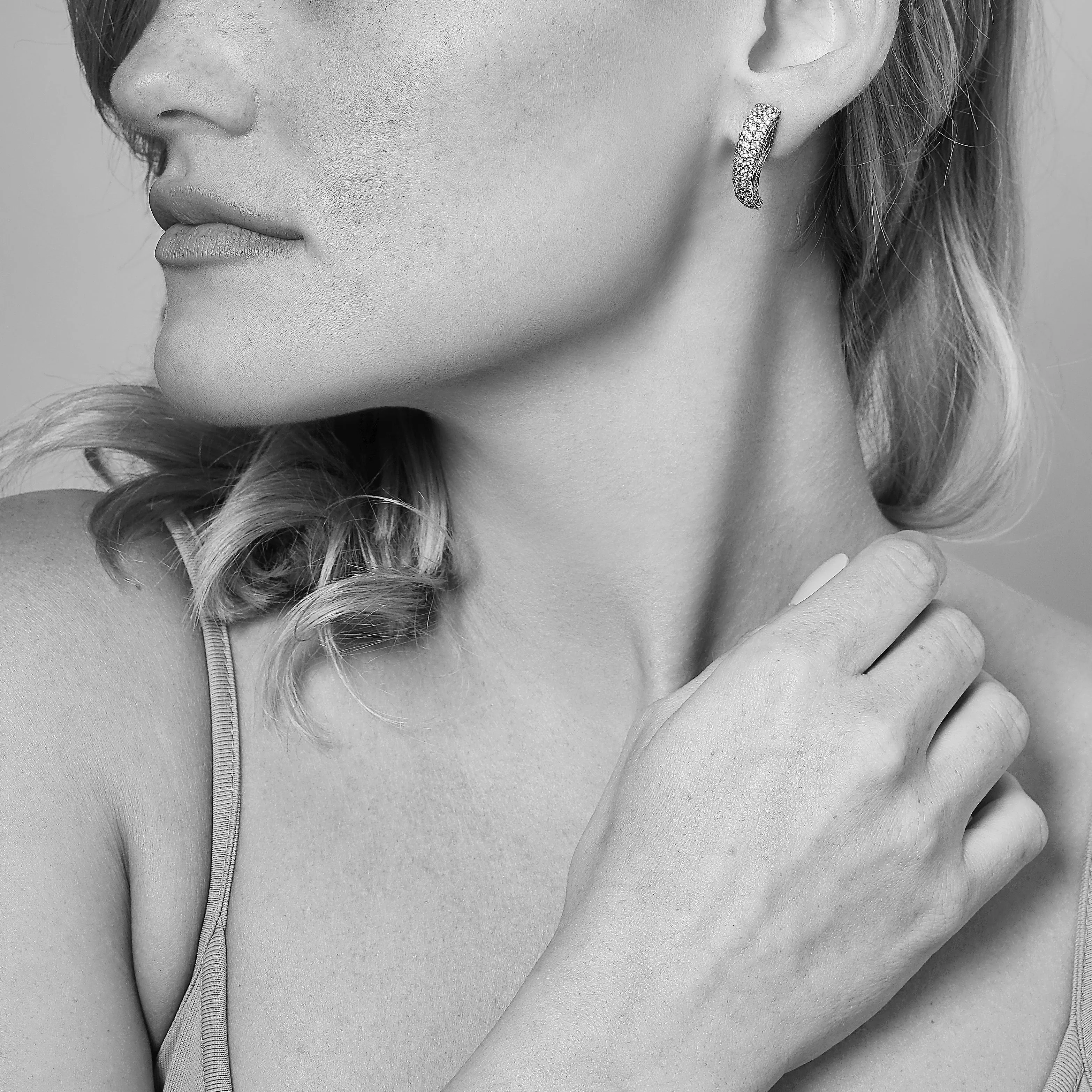 Talon Pavé Earring - Sterling Silver   CZ Blanc