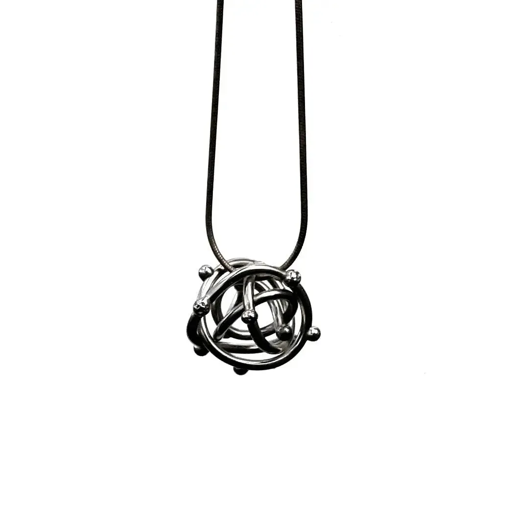 Tangled Bead Stainless Steel Pendant Necklace Jewelry by Metallic Evolution
