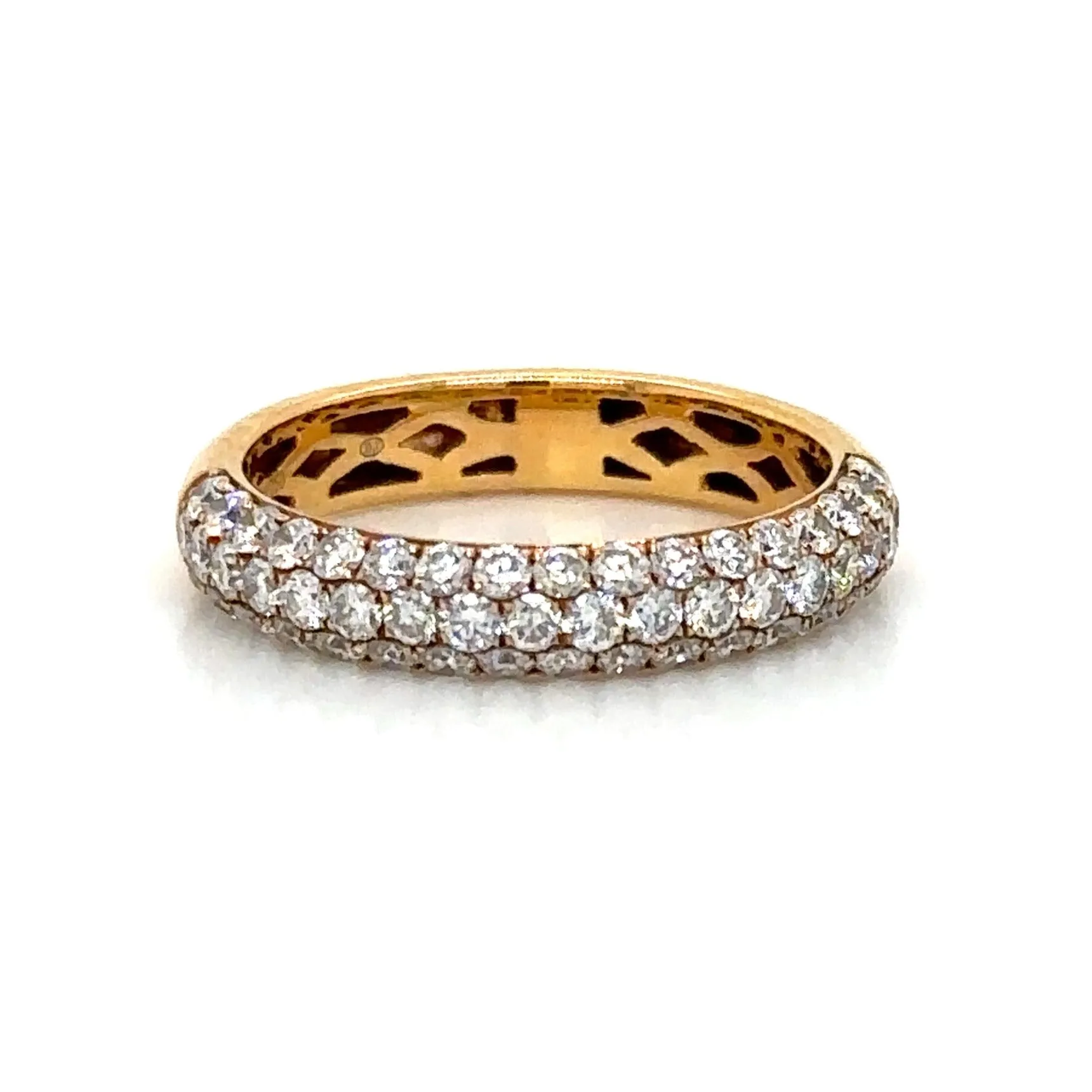 Three Row Pave Diamond Ring 1.02ct tw