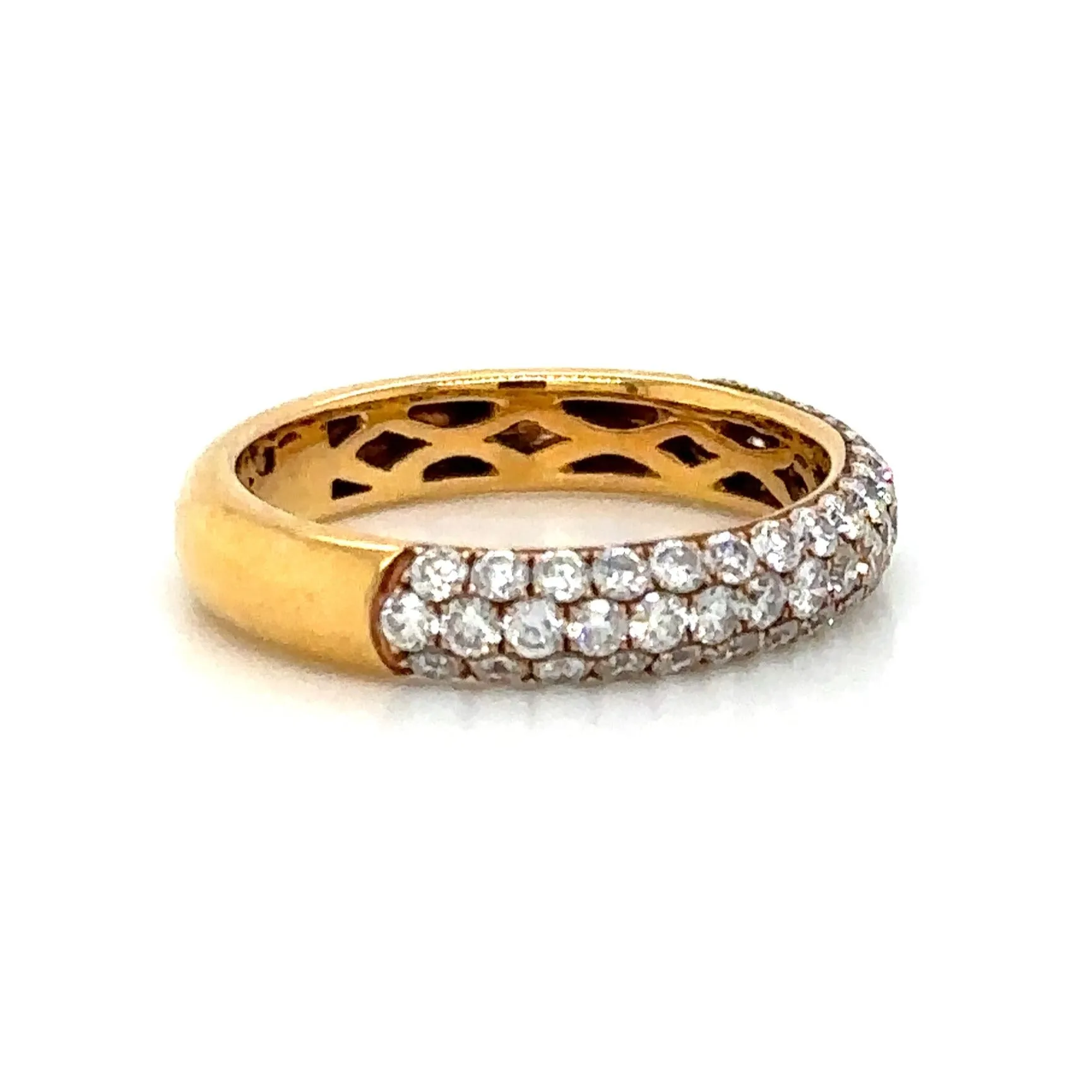 Three Row Pave Diamond Ring 1.02ct tw