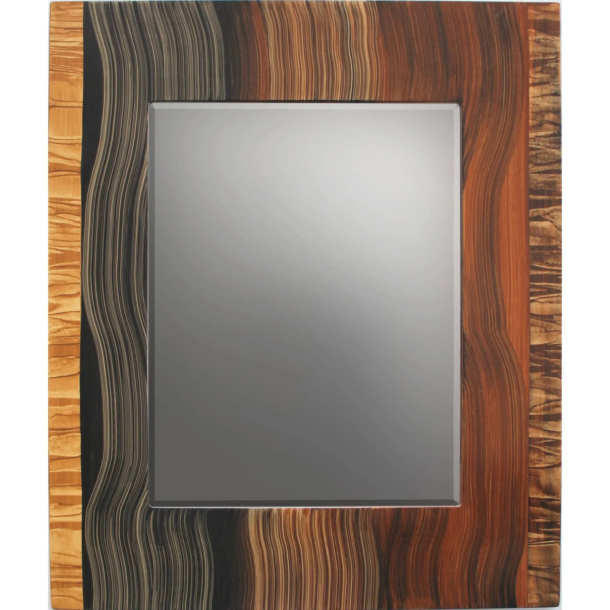 Tiger-Stripe Border Beveled Mirror by Grant Noren
