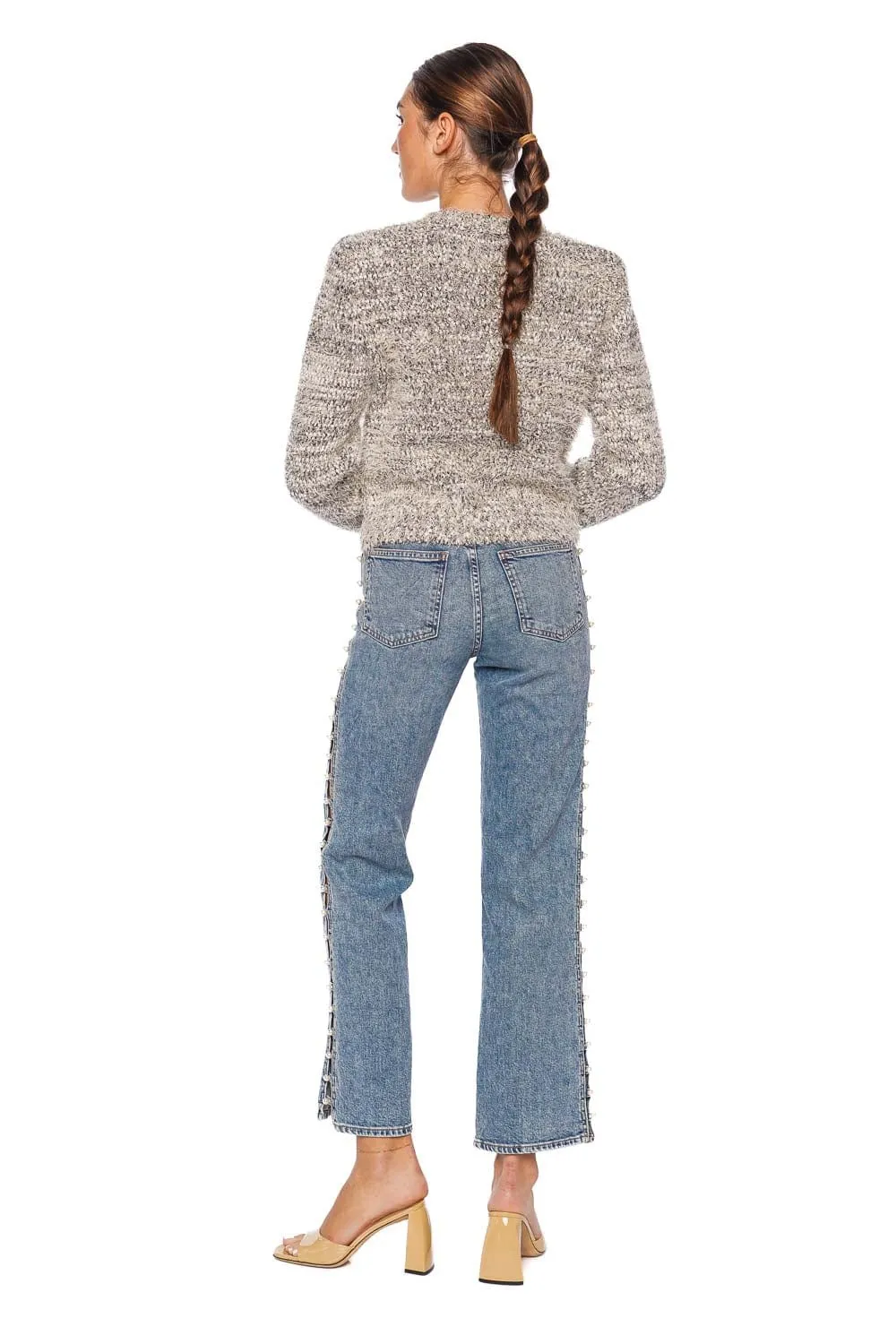 Una Metallic Knit Cardigan