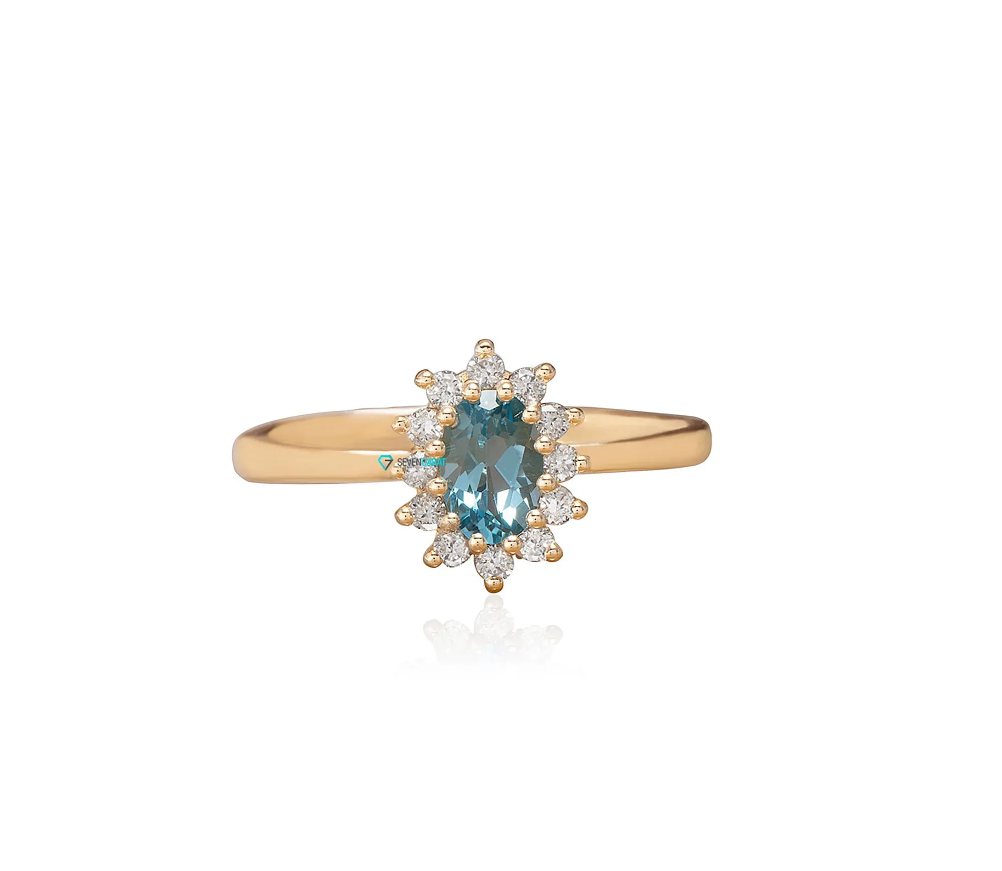 Vintage blue topaz diamond engagement ring