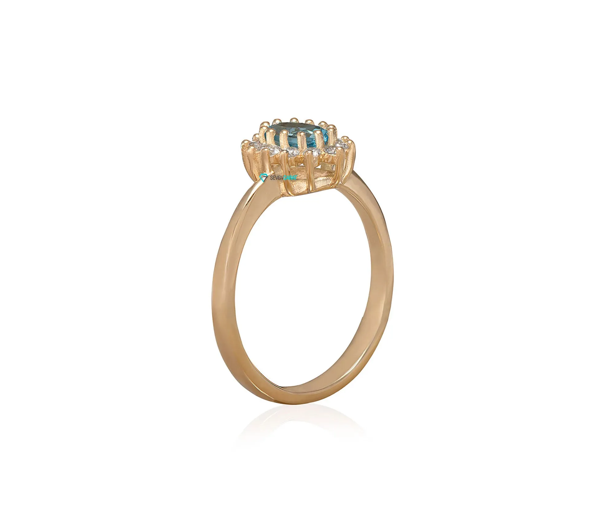 Vintage blue topaz diamond engagement ring