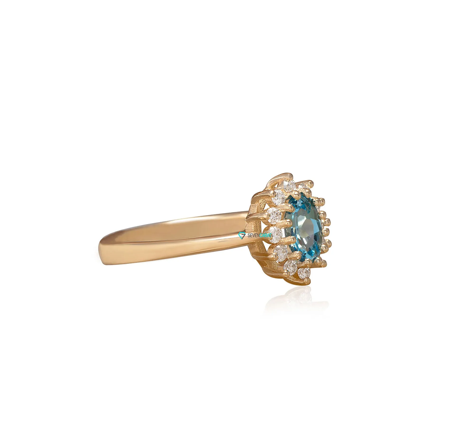 Vintage blue topaz diamond engagement ring