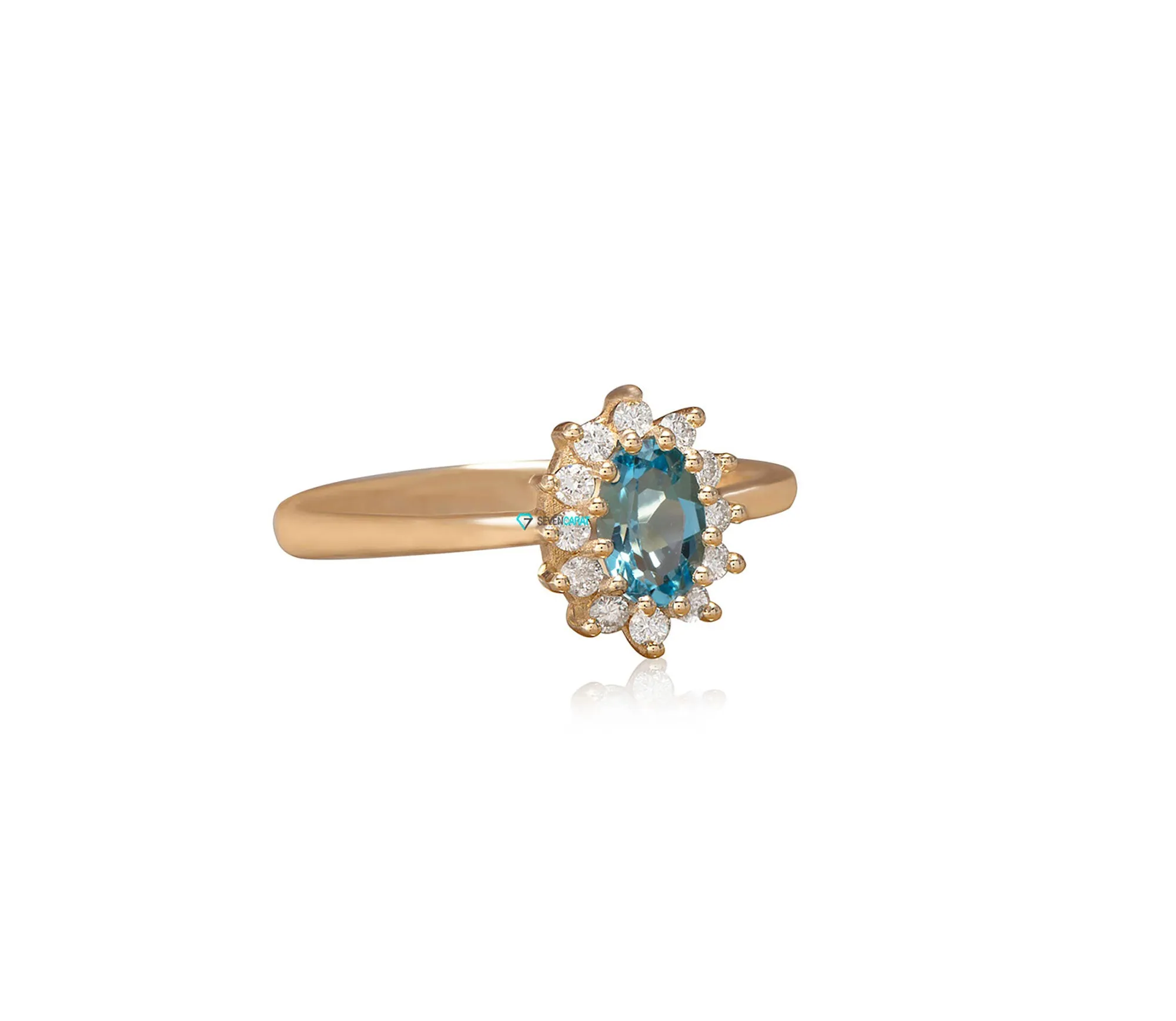 Vintage blue topaz diamond engagement ring