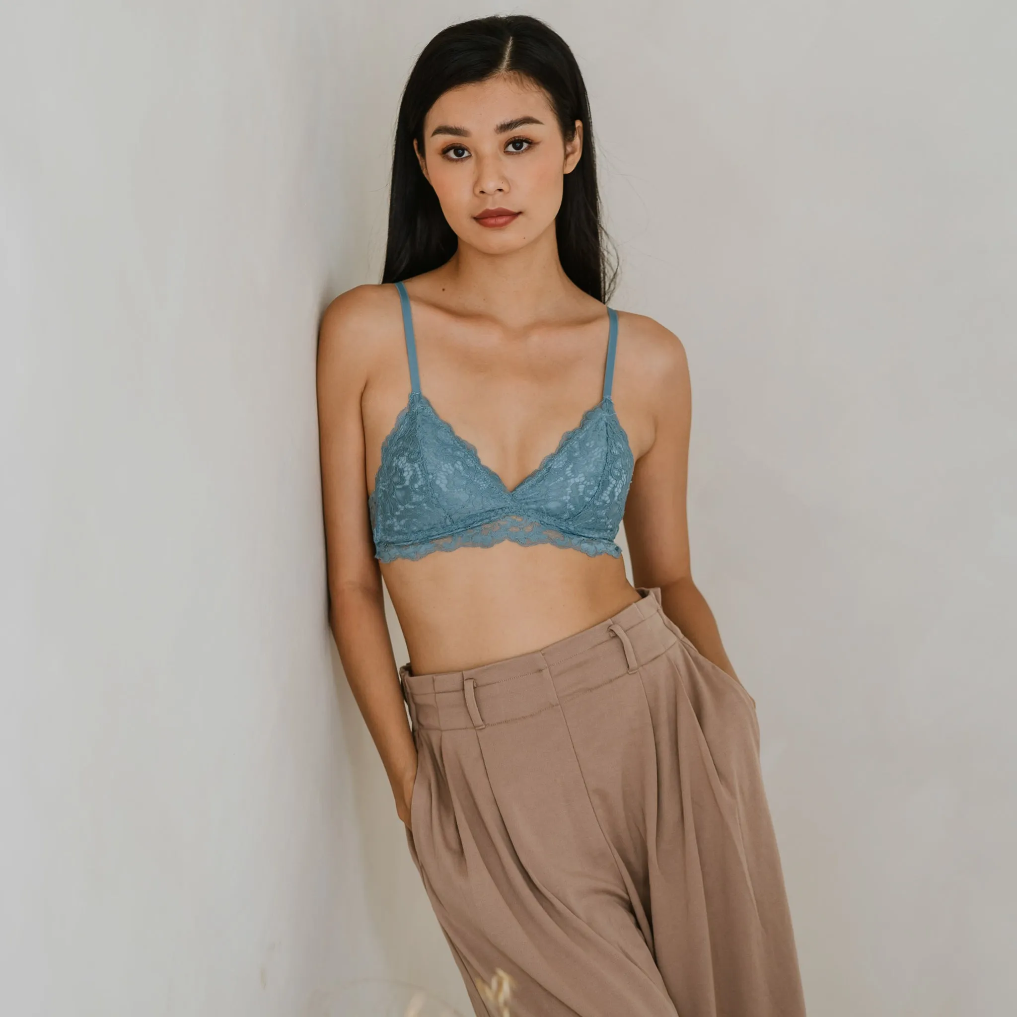 Waltz In Lace! Lightly-Lined Bralette in Sky Blue (Size L & XL Only)