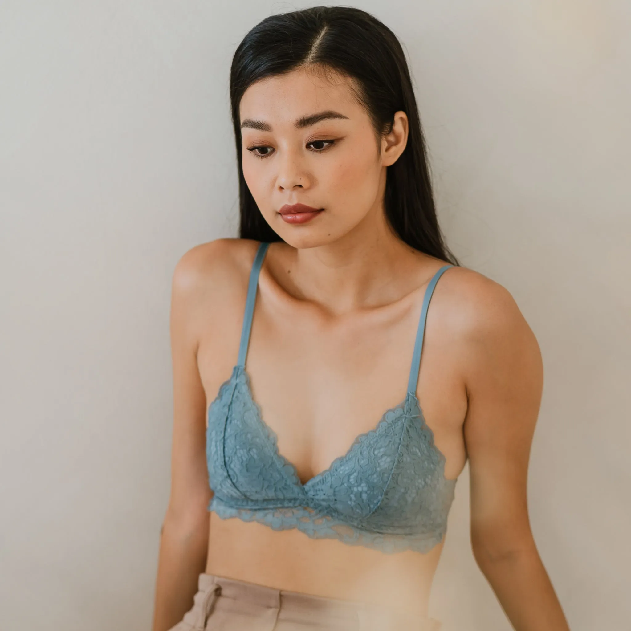 Waltz In Lace! Lightly-Lined Bralette in Sky Blue (Size L & XL Only)