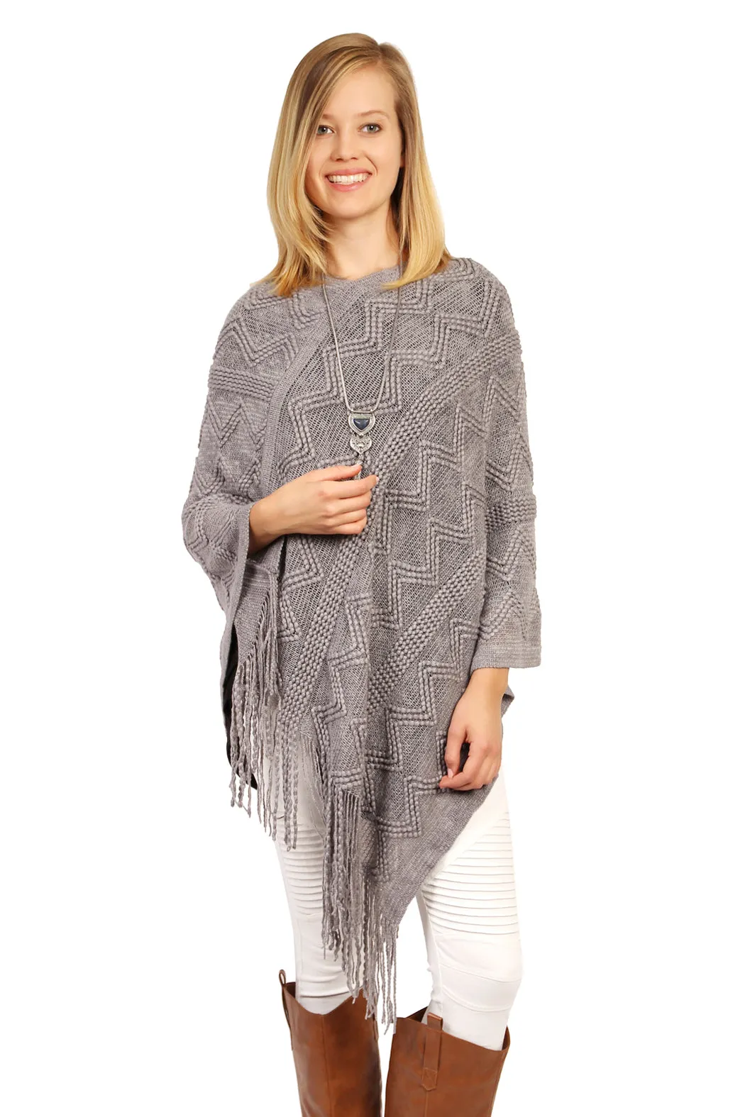 Zig Zag Fringe Poncho