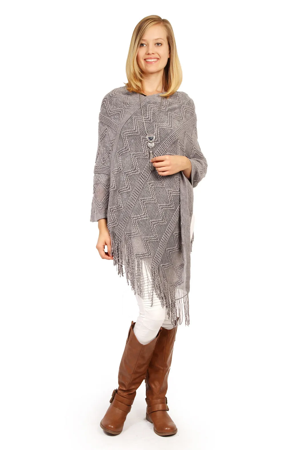 Zig Zag Fringe Poncho