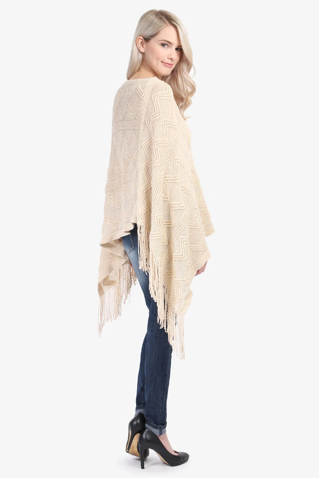 Zig Zag Fringe Poncho