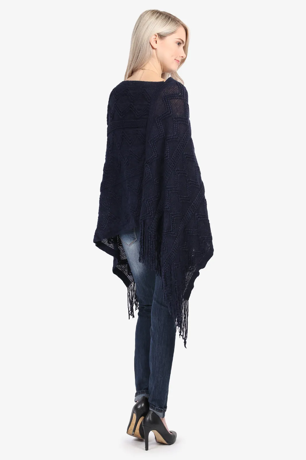 Zig Zag Fringe Poncho