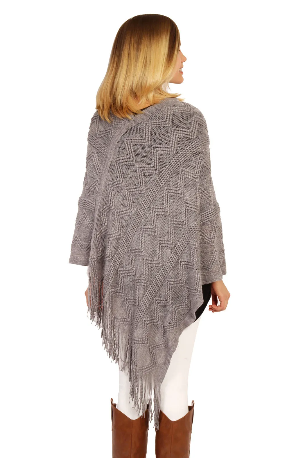 Zig Zag Fringe Poncho