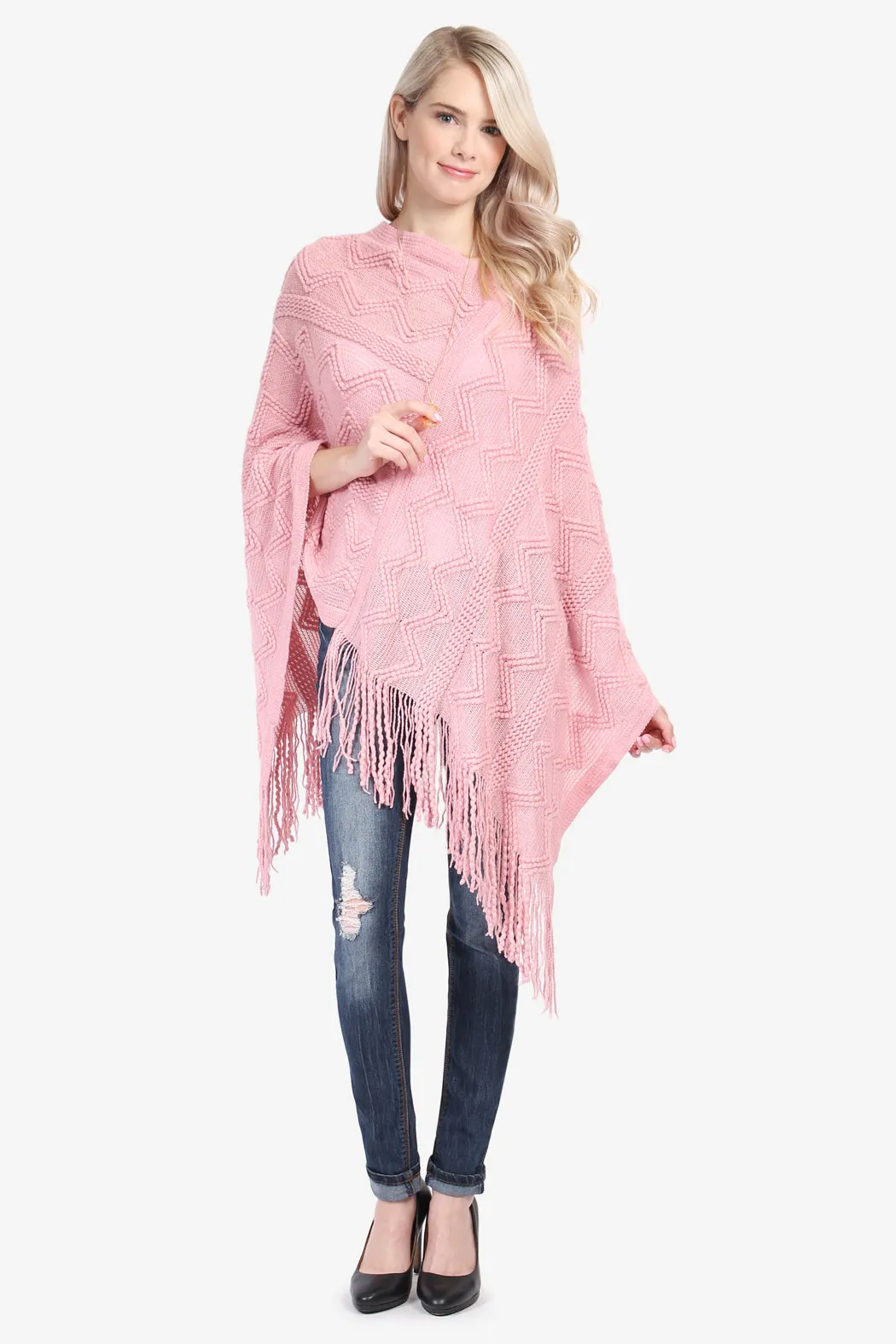 Zig Zag Fringe Poncho